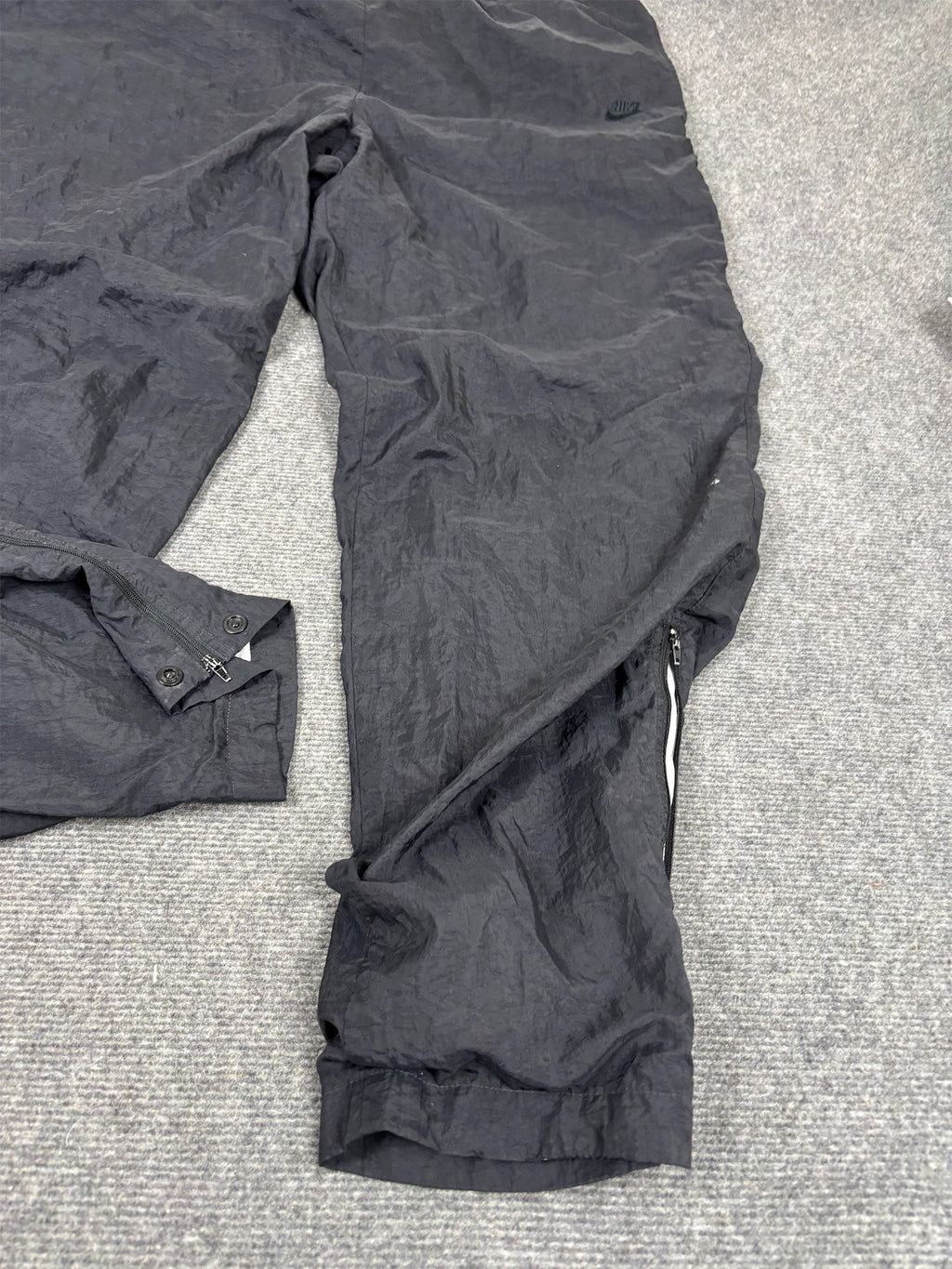 Vintage 90's Nike Track Pants Men's XXL Black Swoosh Parachute Joggers Straight Leg