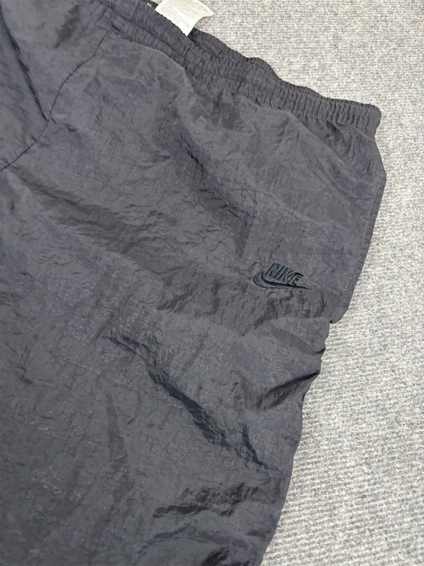 Vintage 90's Nike Track Pants Men's XXL Black Swoosh Parachute Joggers Straight Leg