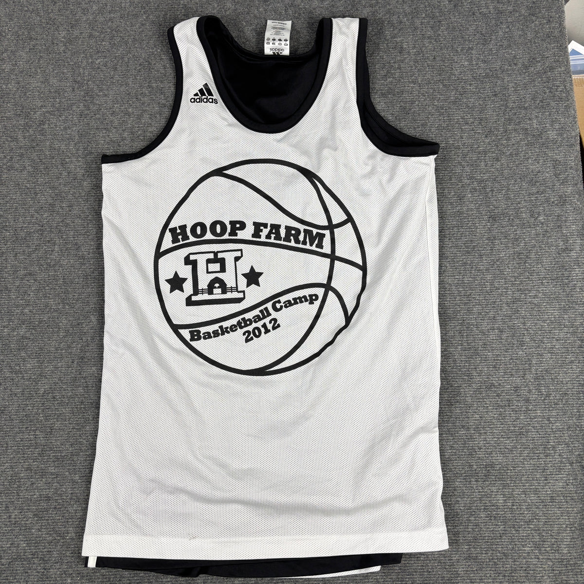 Adidas Climalite y2k Reversible Basketball Jersey Men's Small Black White Hoop Farm Graphic