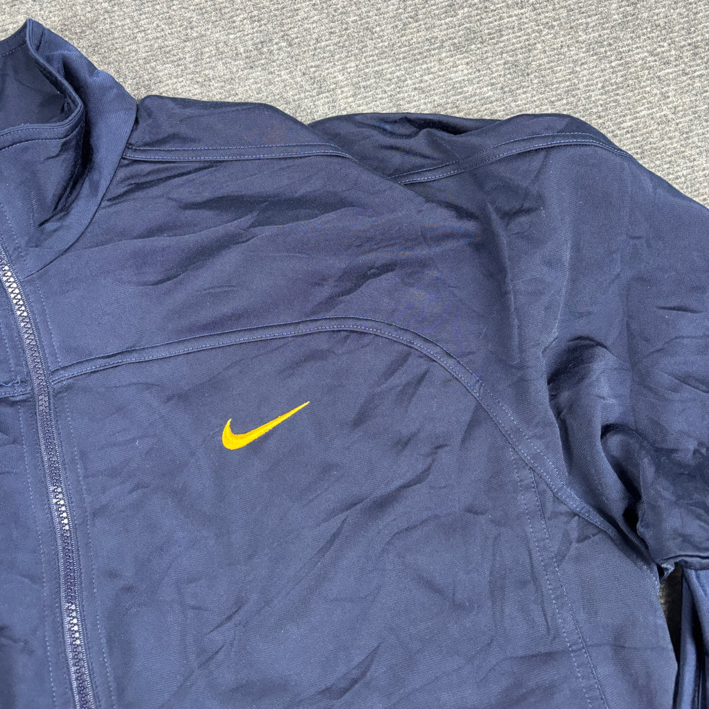 Vintage 90s Nike Satin Jacket Men's Large Navy Gold Big Swoosh