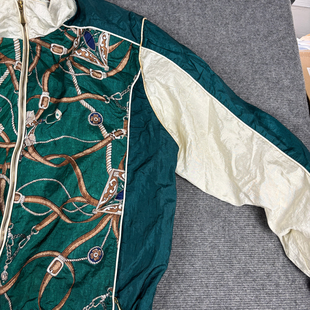 Vintage Active Frontier Belting Windbreaker Jacket Women's Large Green Full Zip