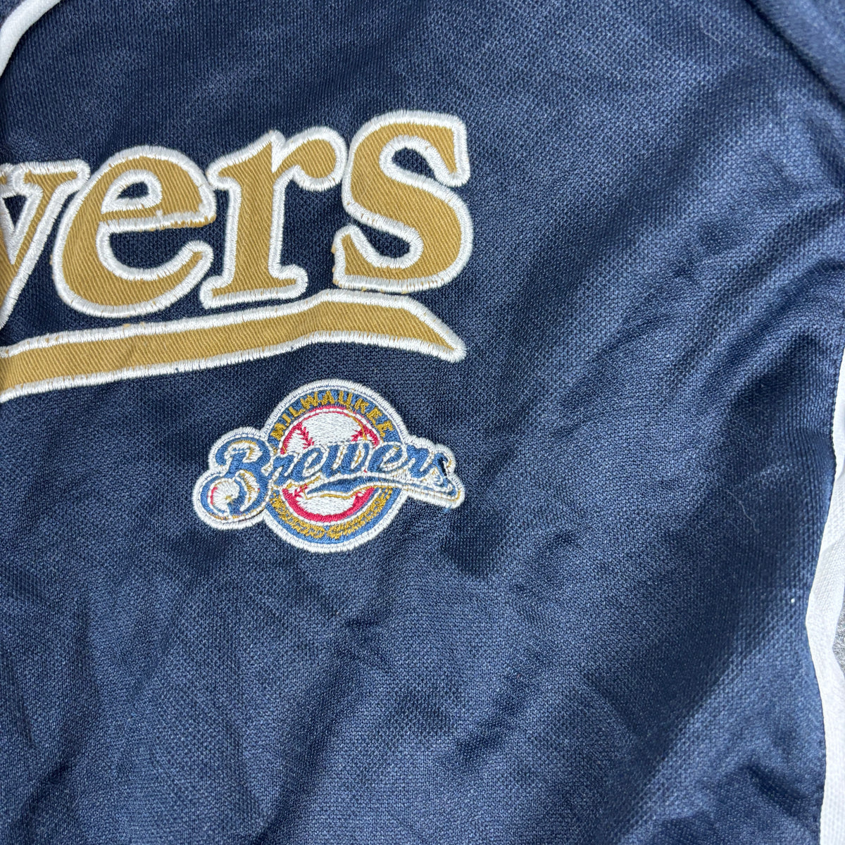 MLB Milwaukee Brewers Baseball Jersey Button Up Women's Medium Navy