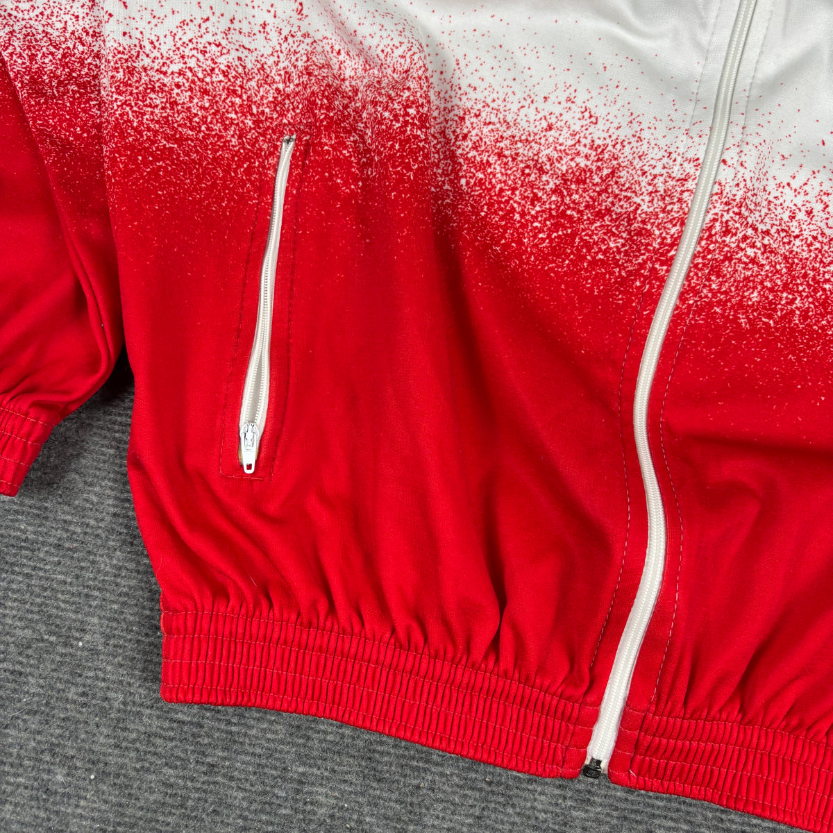 Vintage French Cycling Jacket Men's Medium Red White Caen Triathlon