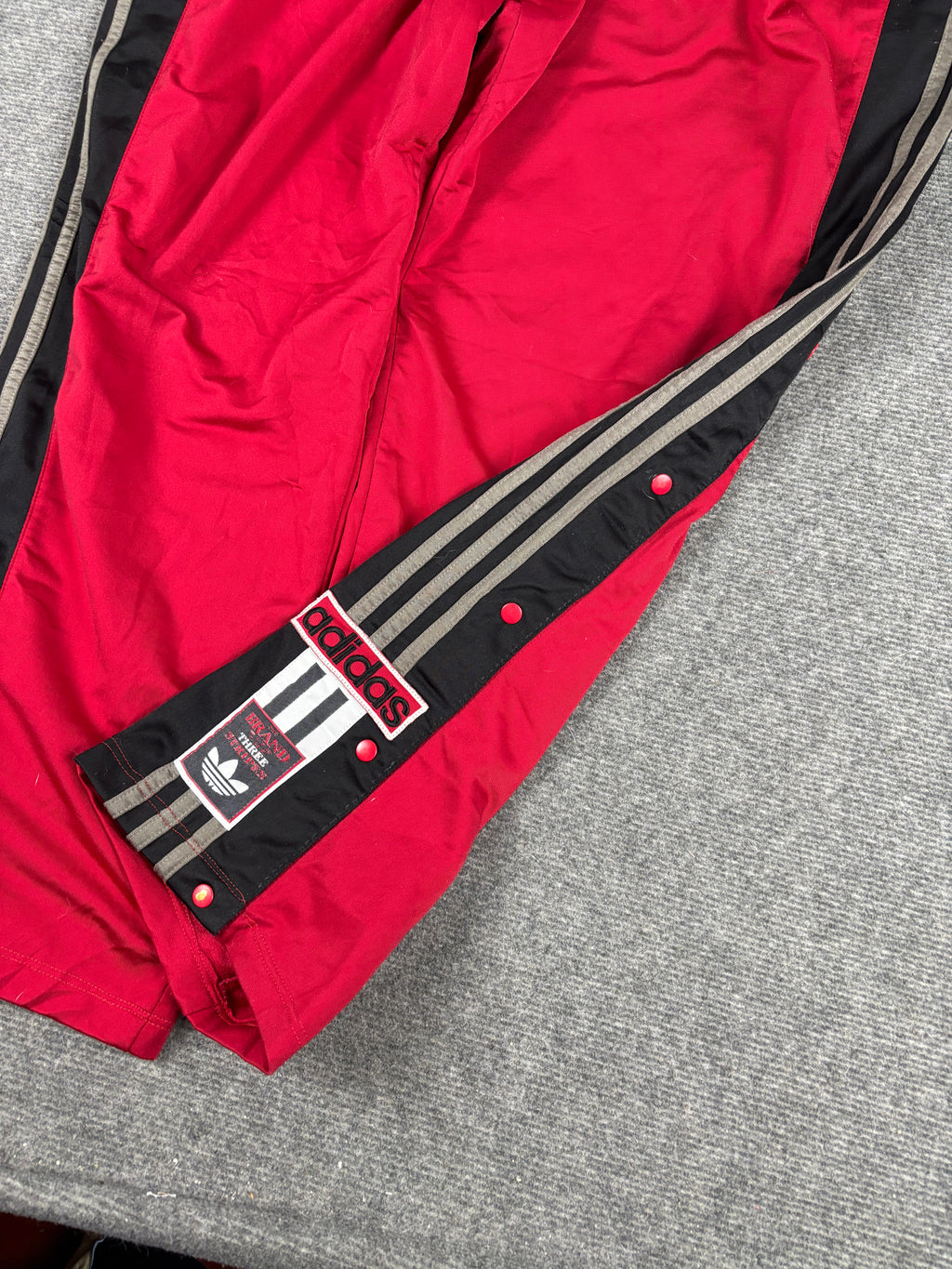 Vintage 90s Baggy Adidas Tear Away Track Pants Men's XL Red Black 3 Stripe