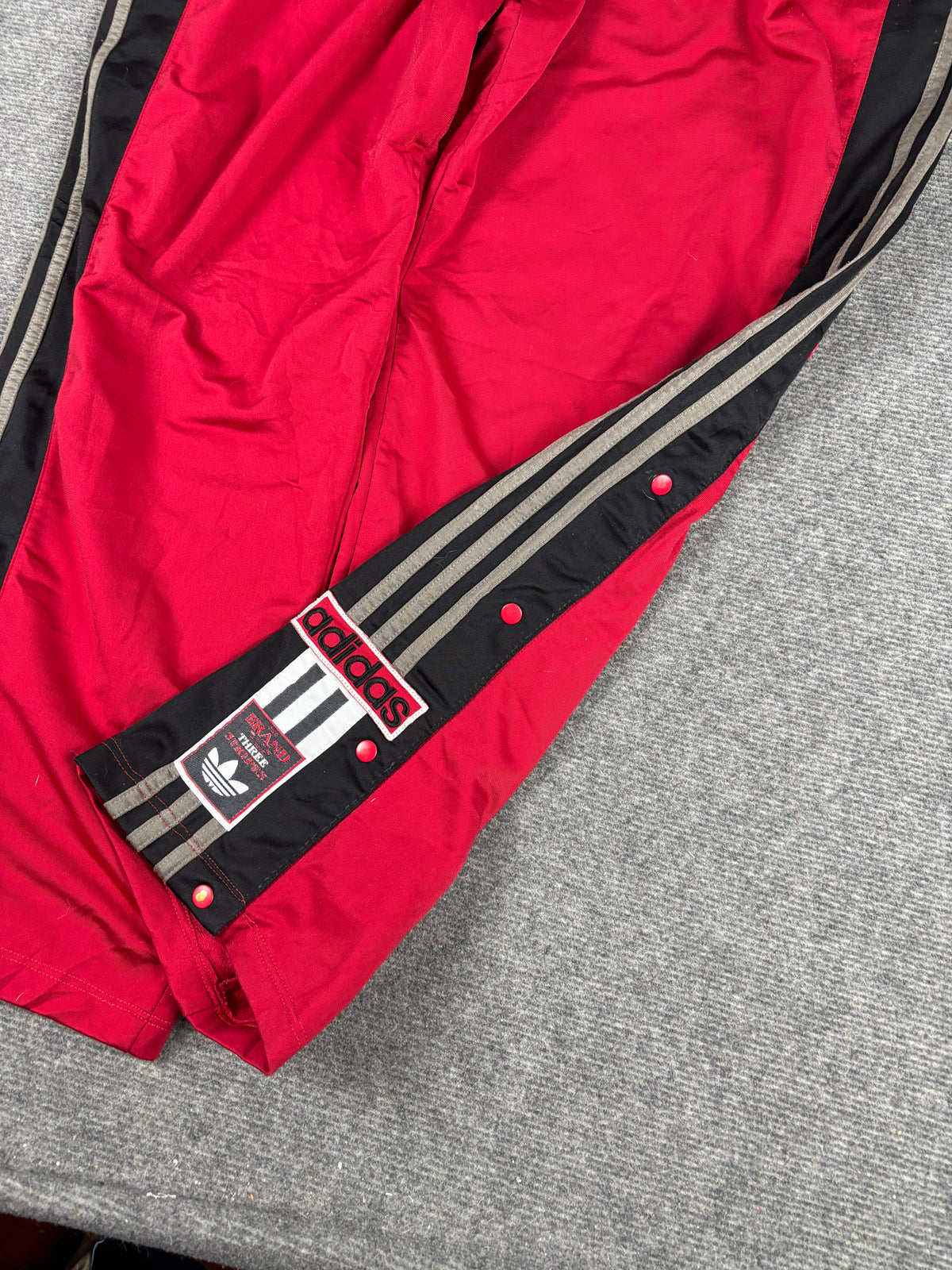 Vintage 90s Baggy Adidas Tear Away Track Pants Men's XL Red Black 3 Stripe