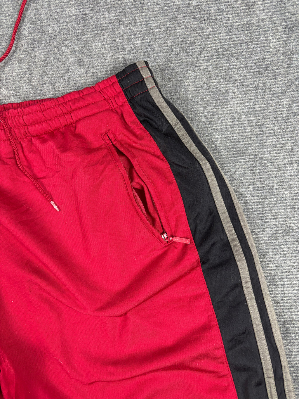 Vintage 90s Baggy Adidas Tear Away Track Pants Men's XL Red Black 3 Stripe