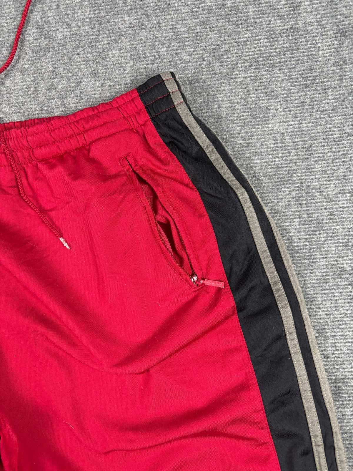 Vintage 90s Baggy Adidas Tear Away Track Pants Men's XL Red Black 3 Stripe