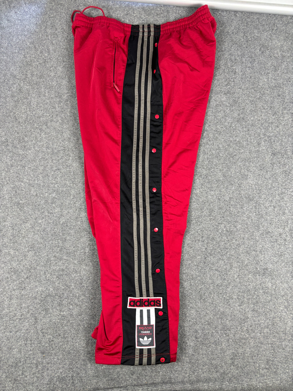 Vintage 90s Baggy Adidas Tear Away Track Pants Men's XL Red Black 3 Stripe