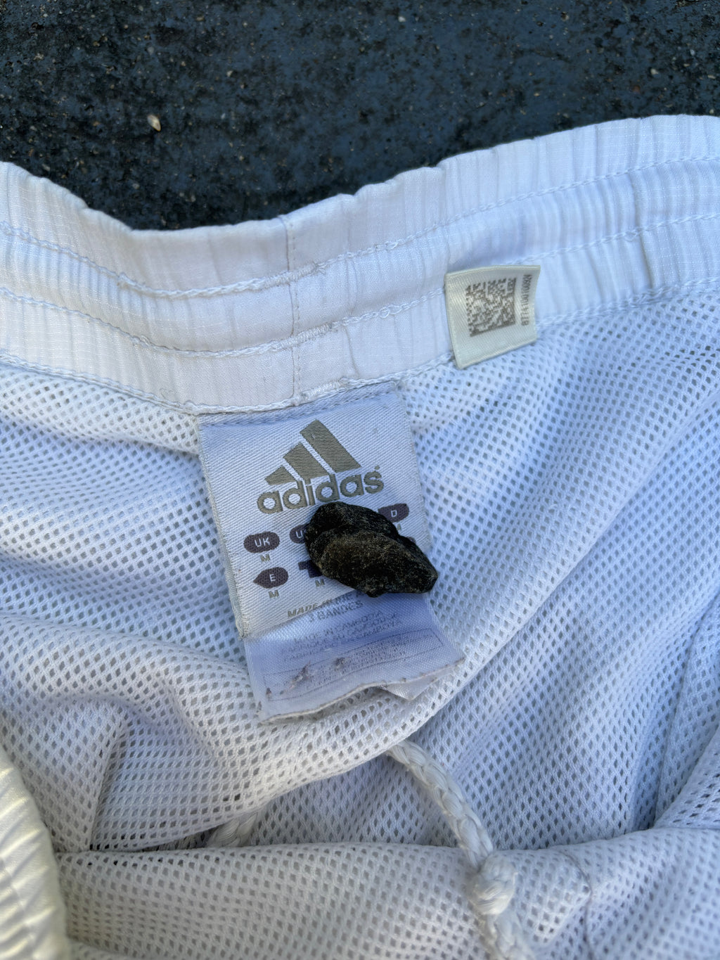 Vintage Y2K Adidas Track Pants Size L White Black Logo 3 Stripe Classic Windbreaker