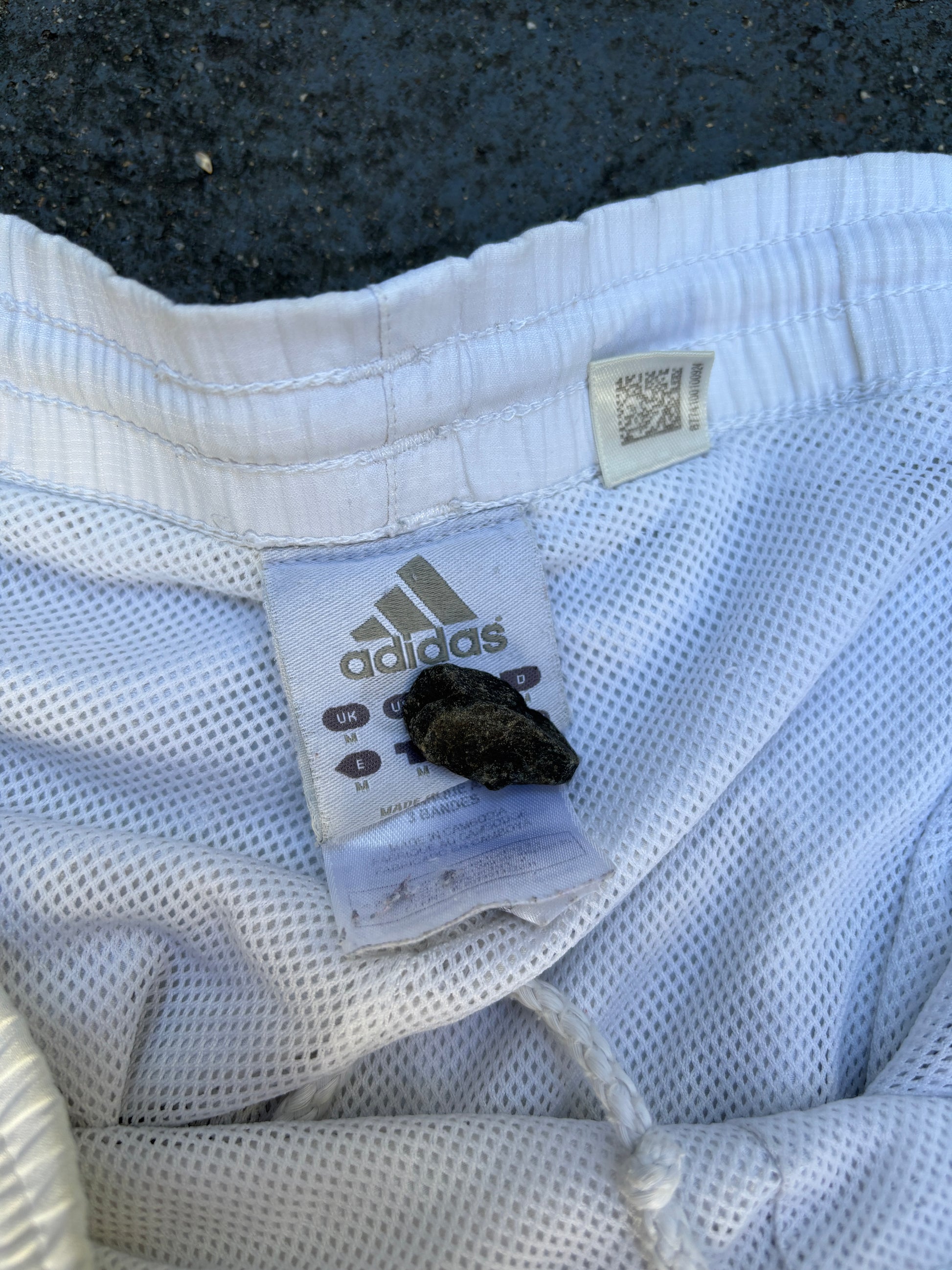 Vintage Y2K Adidas Track Pants Size L White Black Logo 3 Stripe Classic Windbreaker