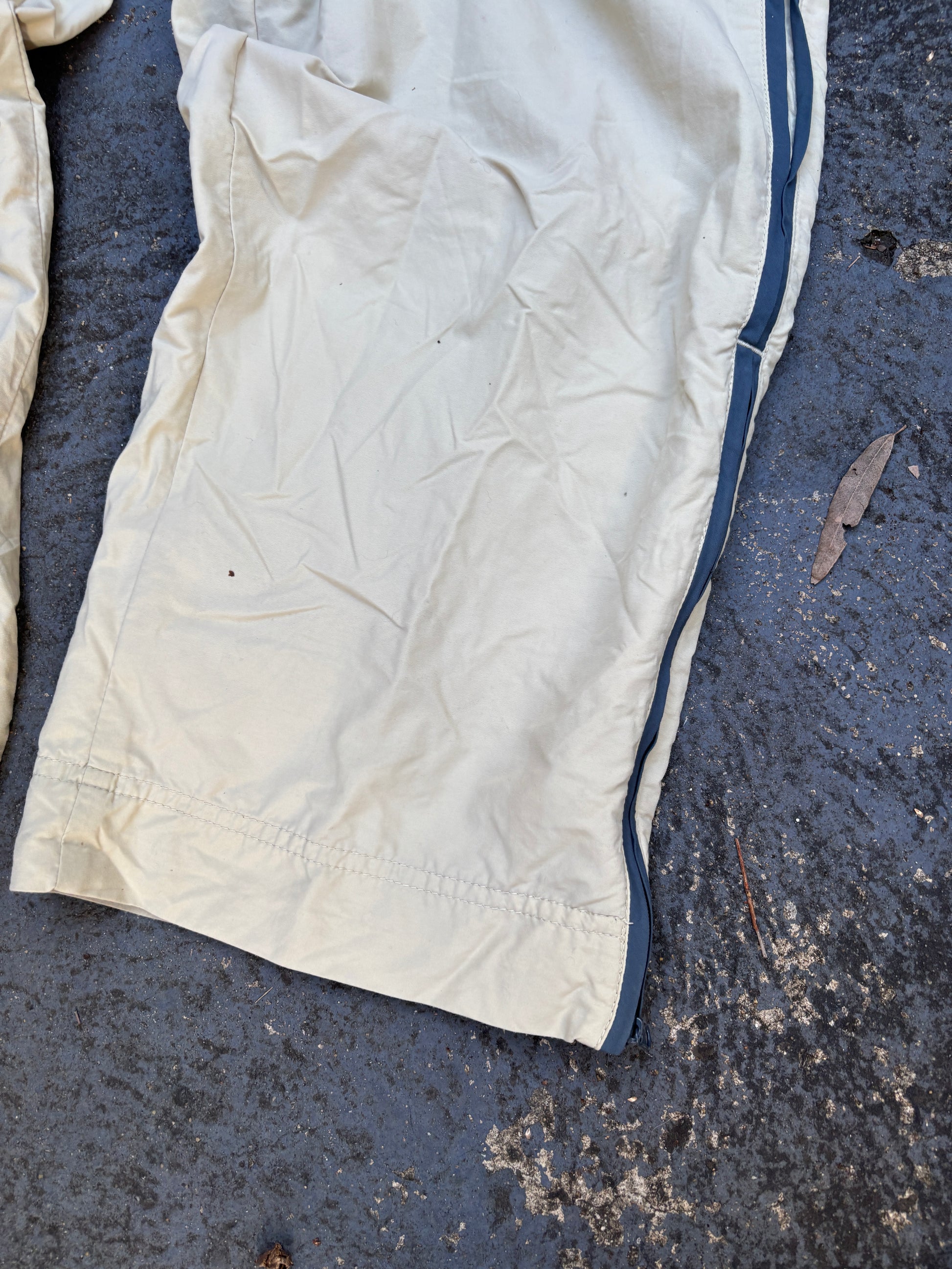 Vintage Y2K Nike Track Pants Size M Cream Grey Detail Wide Leg Windbreakers