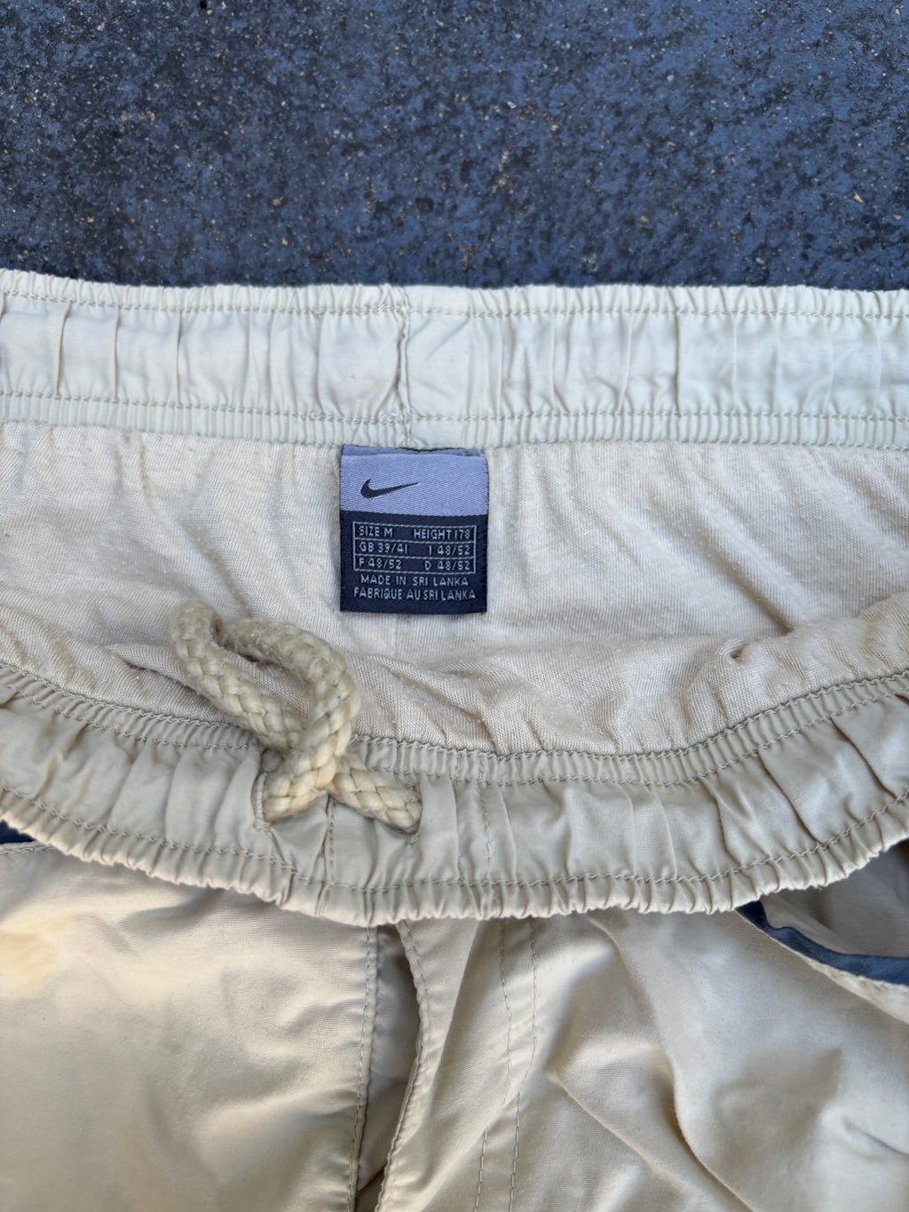 Vintage Y2K Nike Track Pants Size M Cream Grey Detail Wide Leg Windbreakers