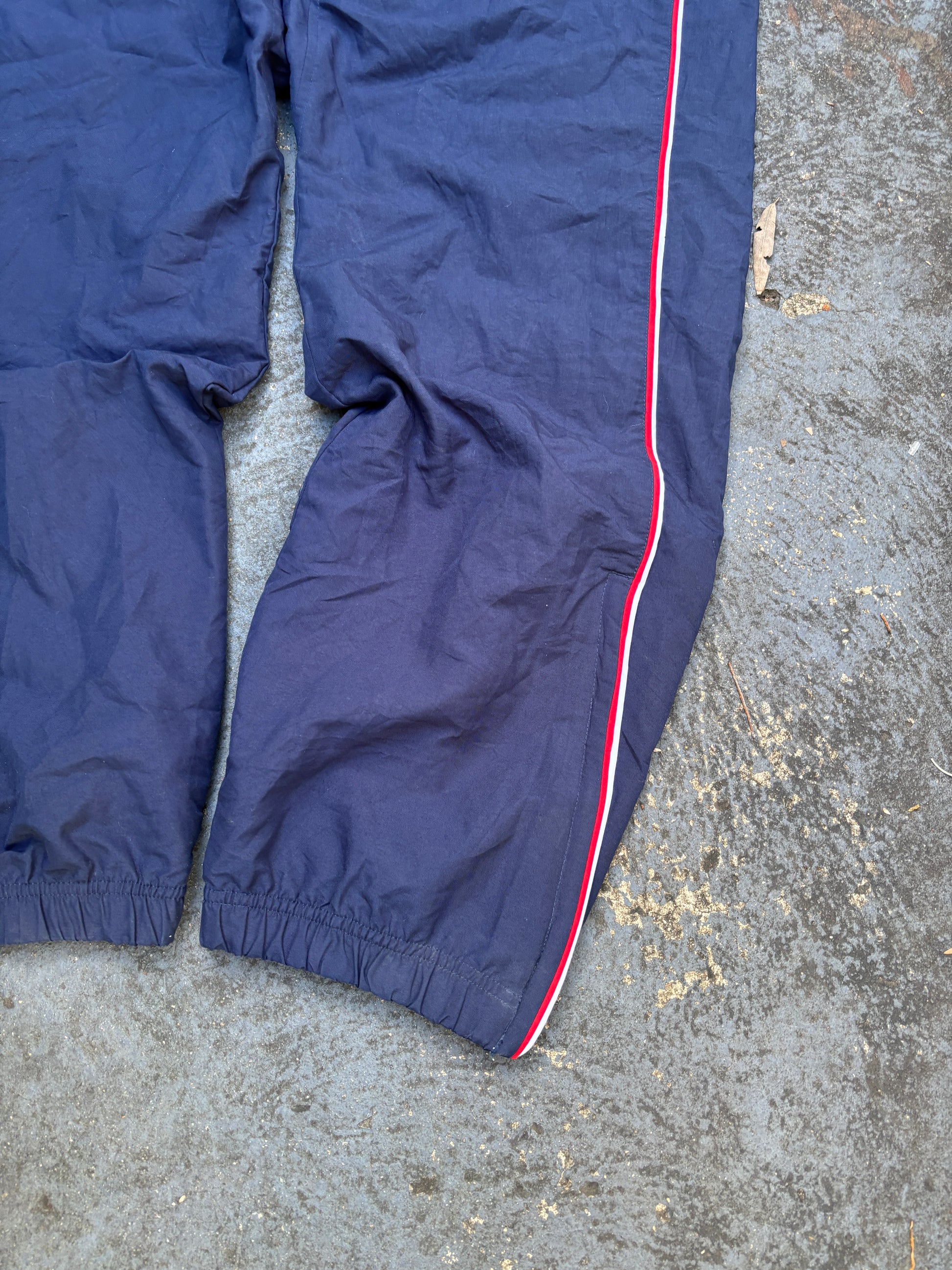 Vintage Y2K Nike Track Pants Size M Navy Red Piping Swoosh Wide Leg Nylon Windbreakers