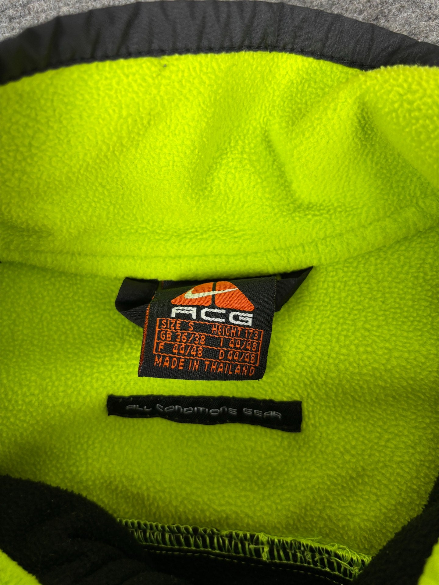 Vintage Y2K Nike ACG Vest Men's S Black Lime Green Fleece Gillet Zip Up Mock Neck