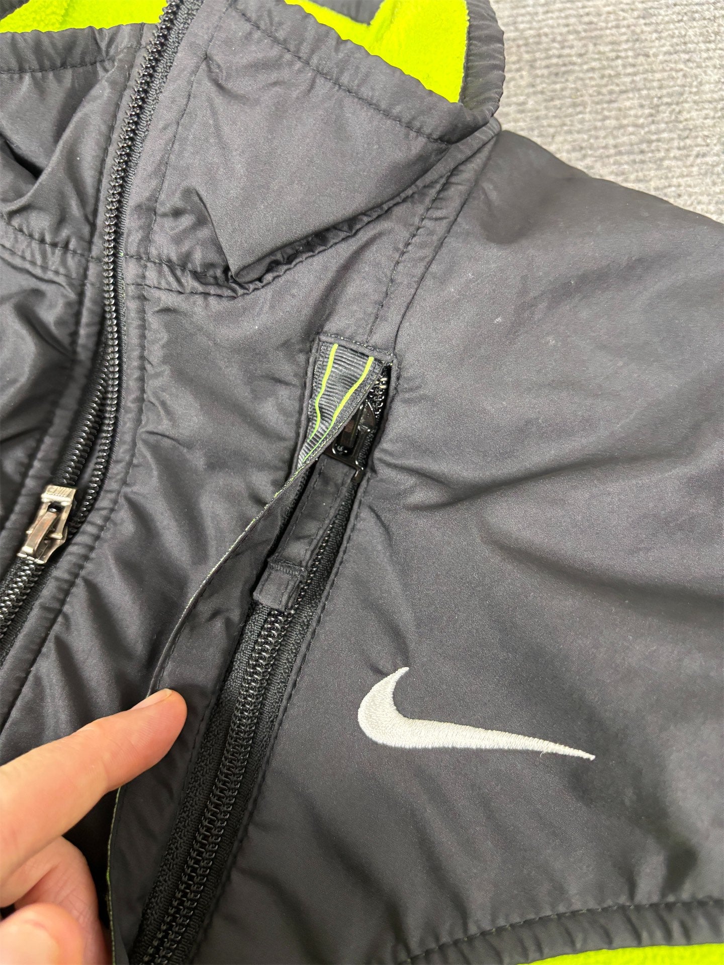 Vintage Y2K Nike ACG Vest Men's S Black Lime Green Fleece Gillet Zip Up Mock Neck