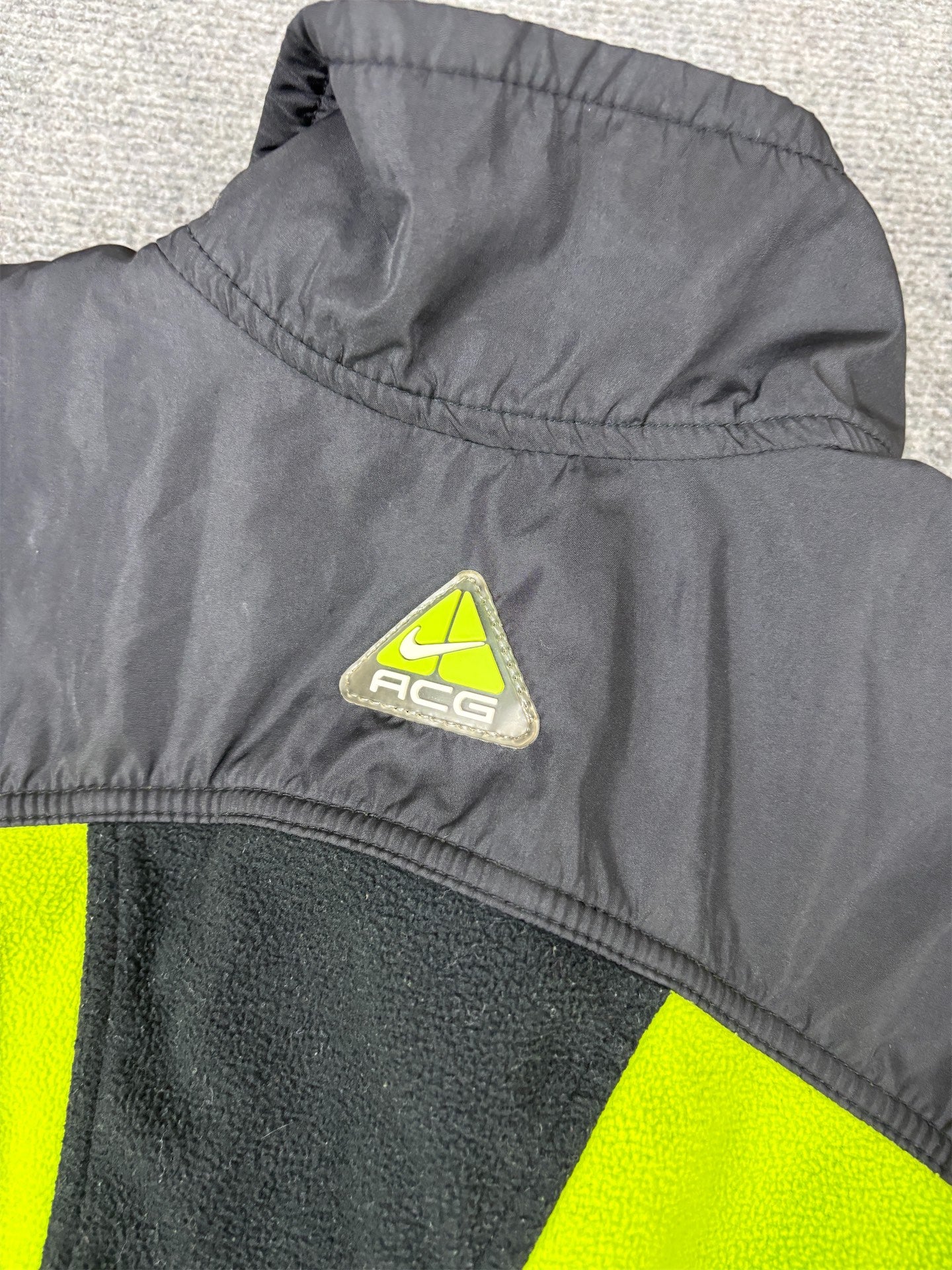 Vintage Y2K Nike ACG Vest Men's S Black Lime Green Fleece Gillet Zip Up Mock Neck