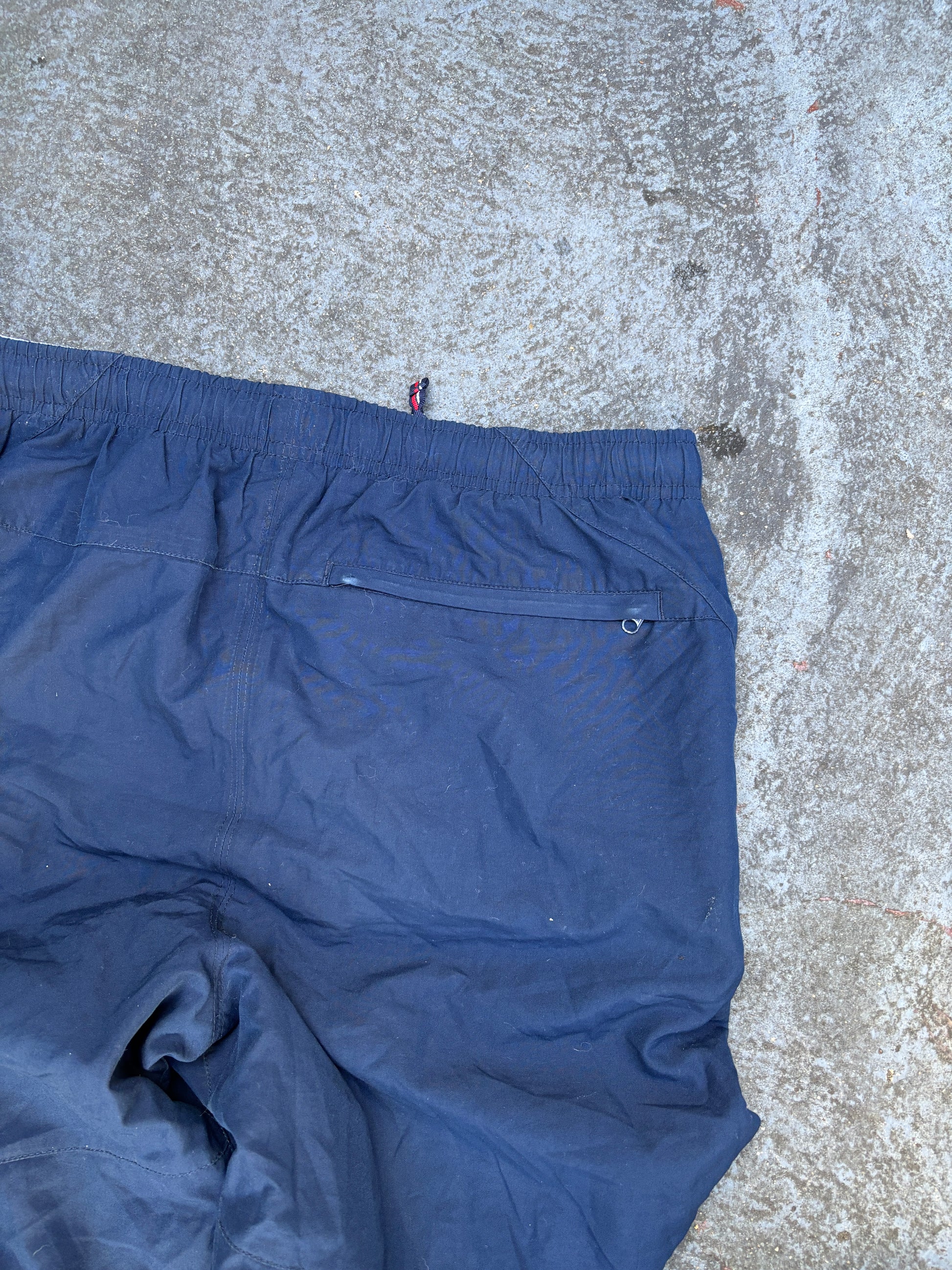 Vintage Y2K Nike Track Pants Size M Navy White Detail Logo Wide Leg Windbreakers