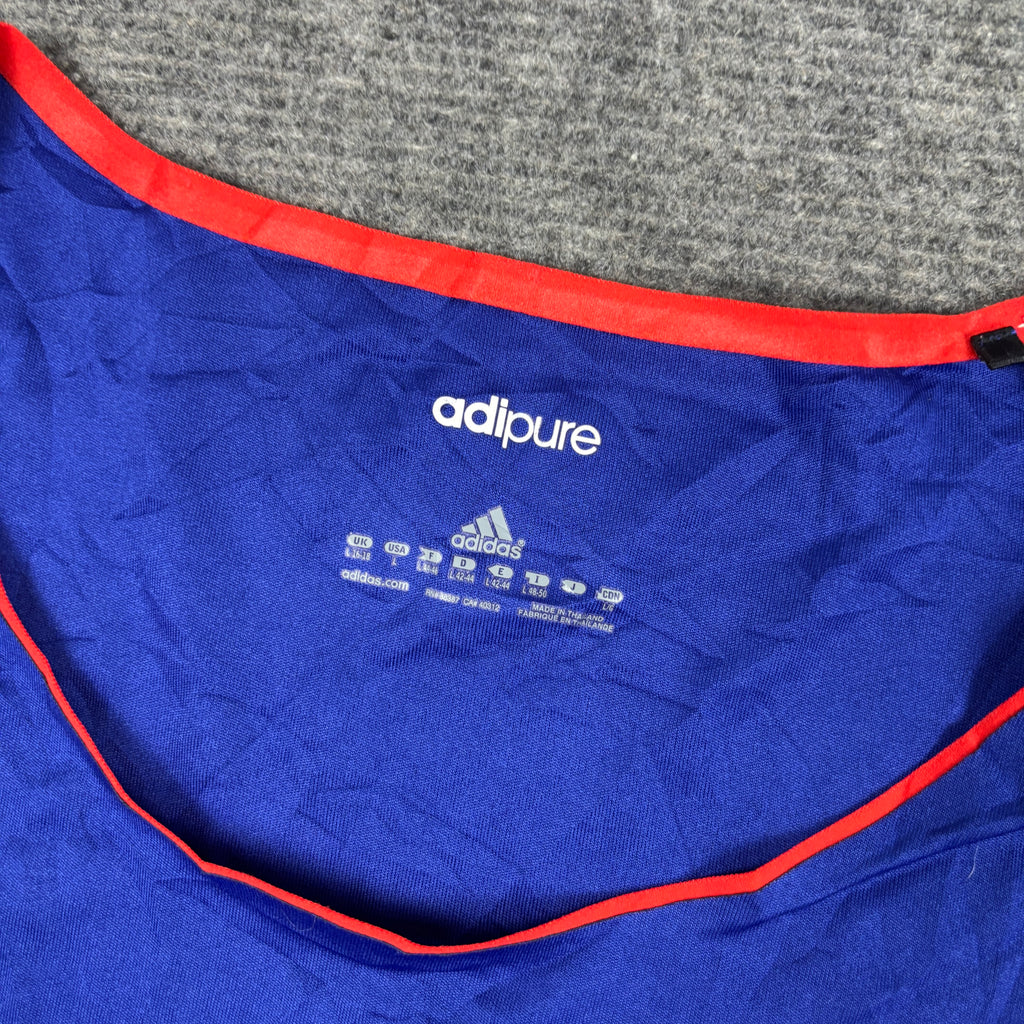 y2k Adidas Scoop Neck Activewear Top Women's Small Blue Orange Adipure