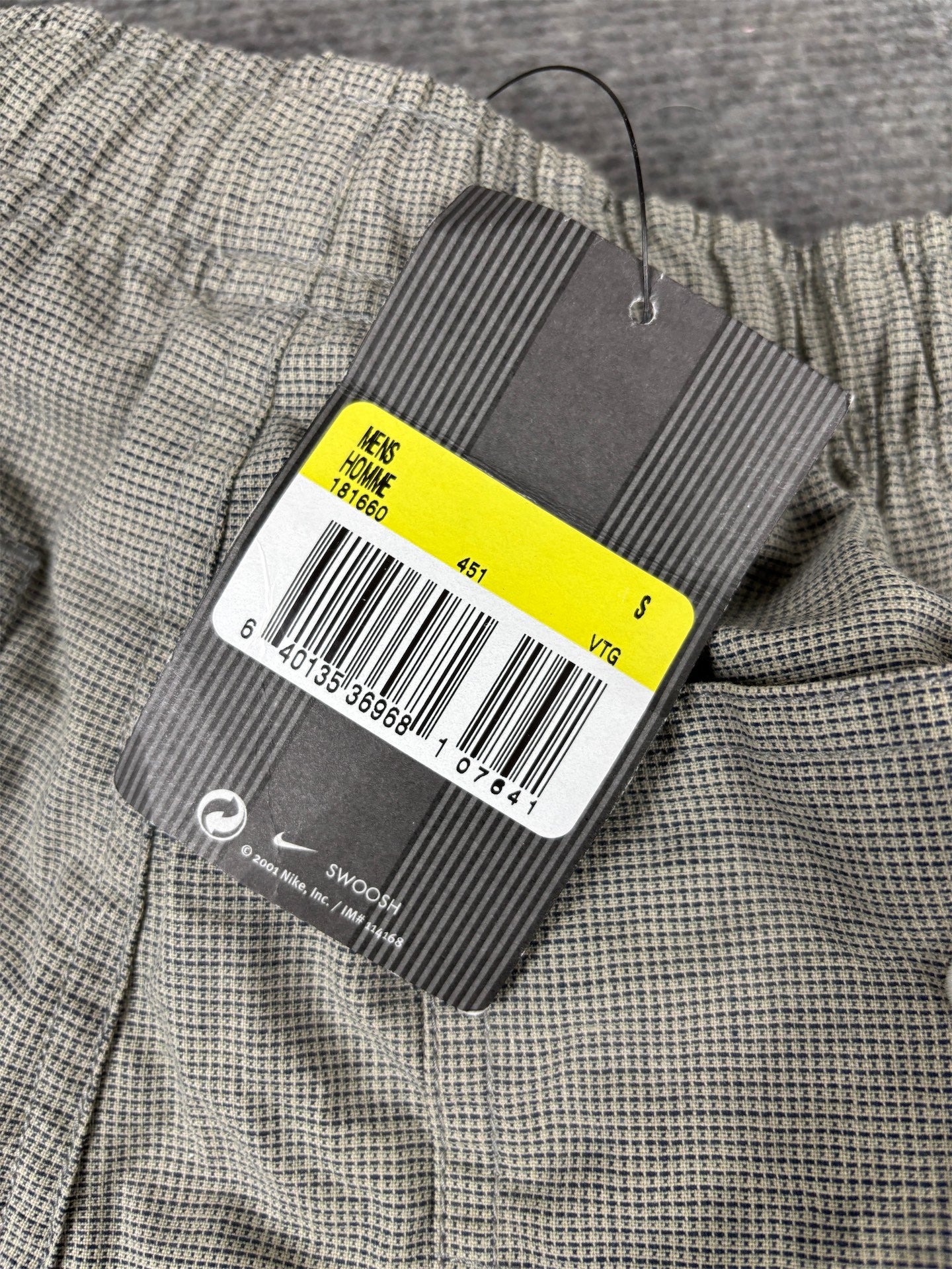 Vintage Y2K Nike Golf Shorts Men's S Grey Mini Checked 2001 NWT Deadstock Wide Leg