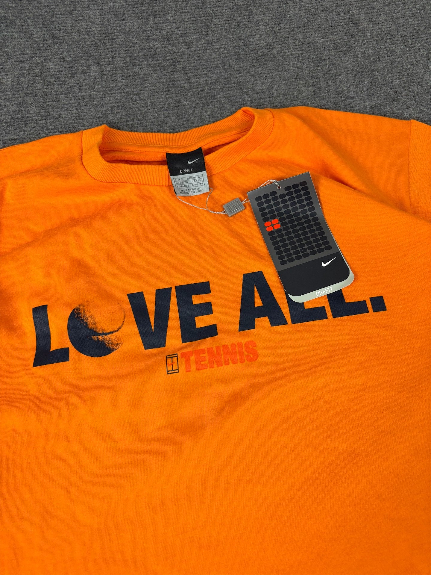 Vintage Y2K Nike Court T-shirt Men's S Orange Love Tennis New w Tags Deadstock Crew Neck