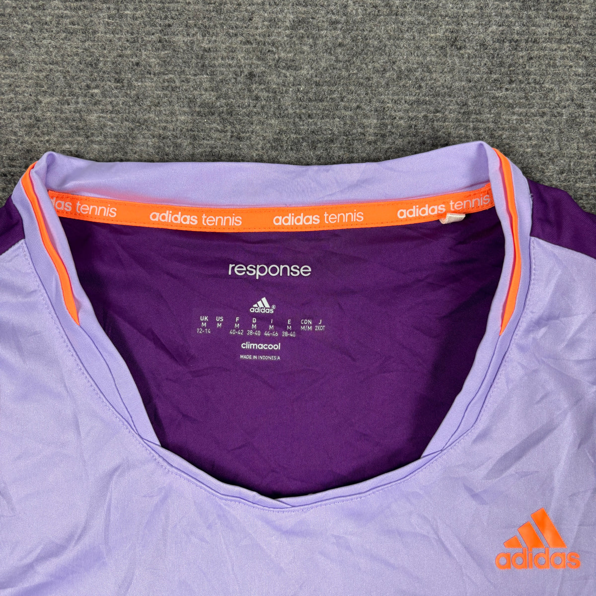 y2k Adidas Climacool Activewear Top Women's Small Purple Colour Block T-shirt