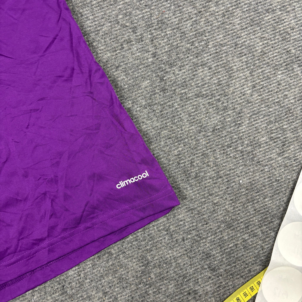 y2k Adidas Climacool Activewear Top Women's Small Purple Colour Block T-shirt