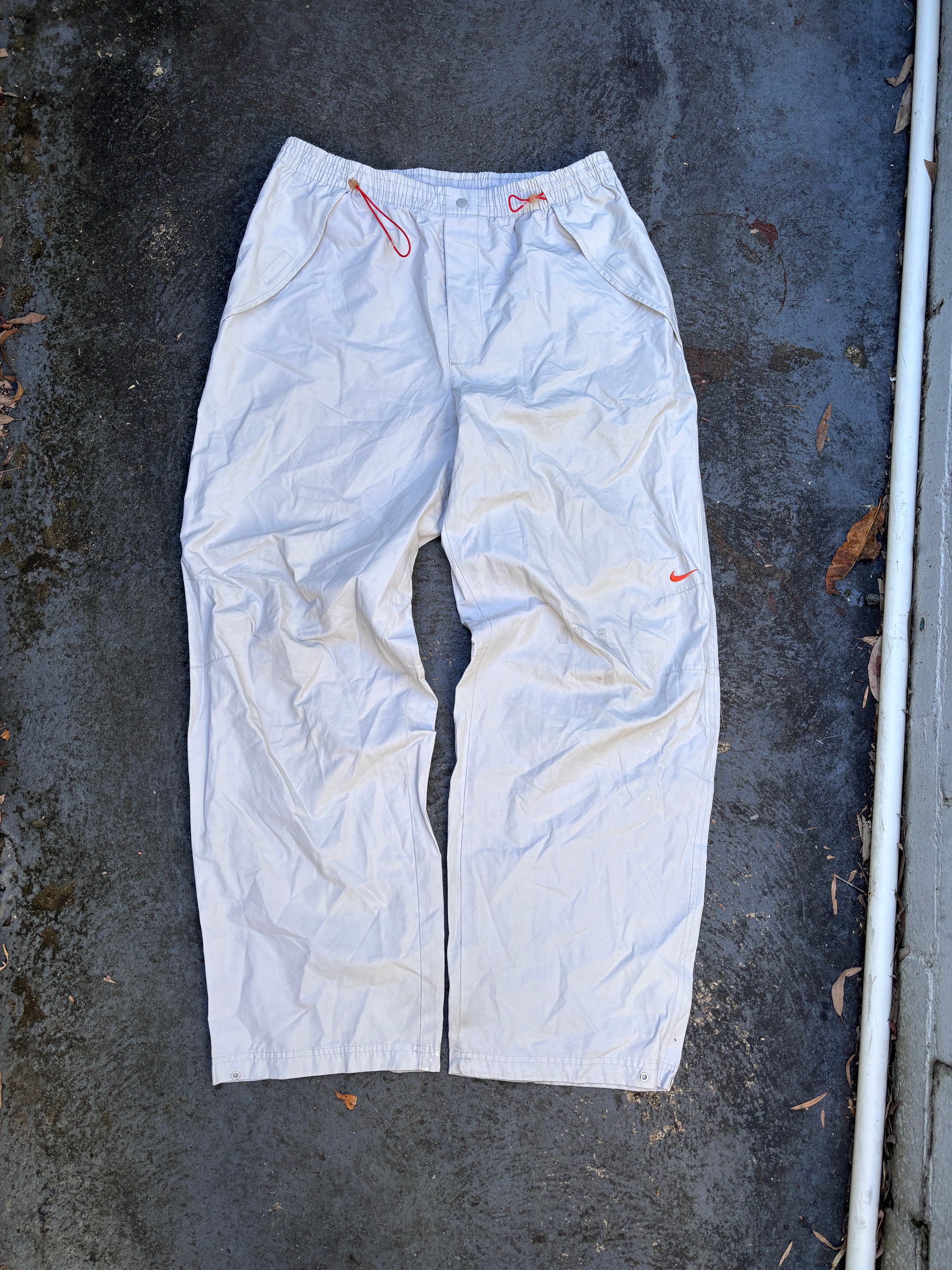 Vintage Y2K Nike Hiking Track Pants Size L Grey Orange Details Wide Leg Gorpcore