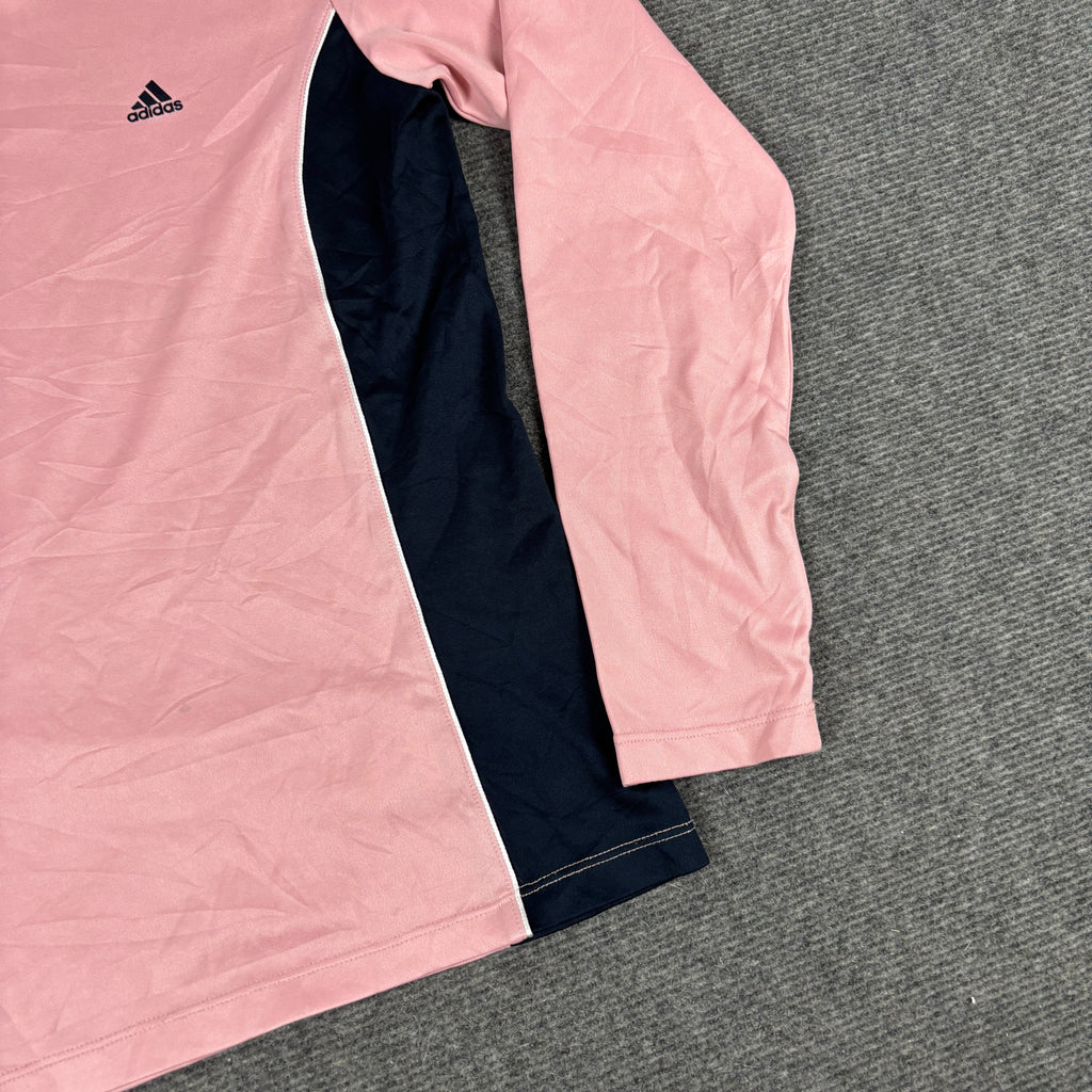 y2k Adidas Climalite Long Sleeve Top Women's Small Pink Navy Activewear T-shirt