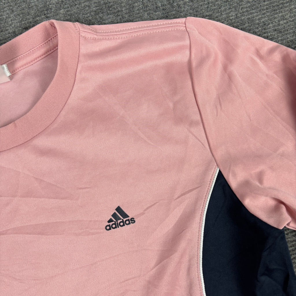 y2k Adidas Climalite Long Sleeve Top Women's Small Pink Navy Activewear T-shirt