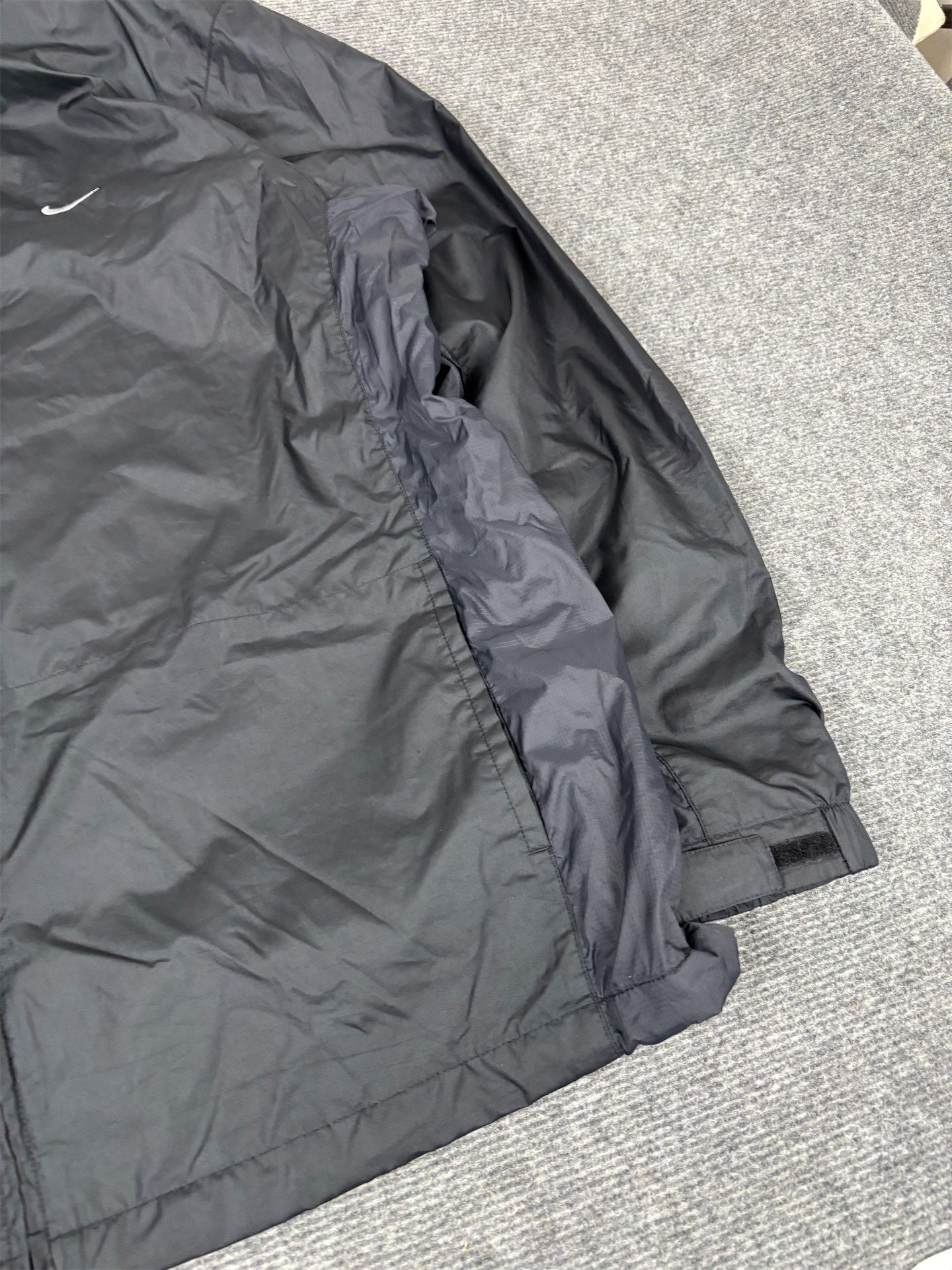 Vintage Y2K Nike Track Suit Set Men's XL Black Grey Swoosh Windbreaker Joggers Wide Leg