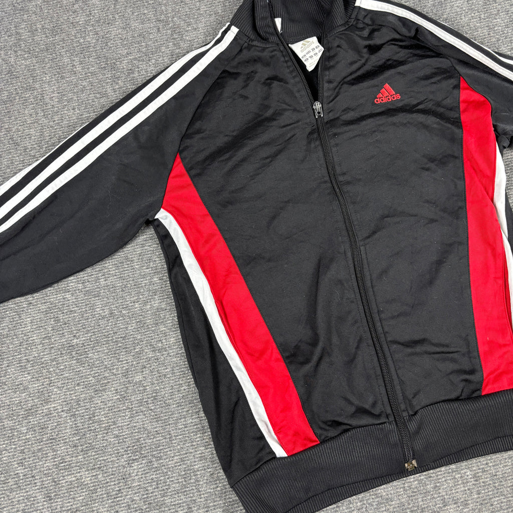 Vintage y2k Adidas Jacket Women's Small Black Red 3 Stripe Full Zip