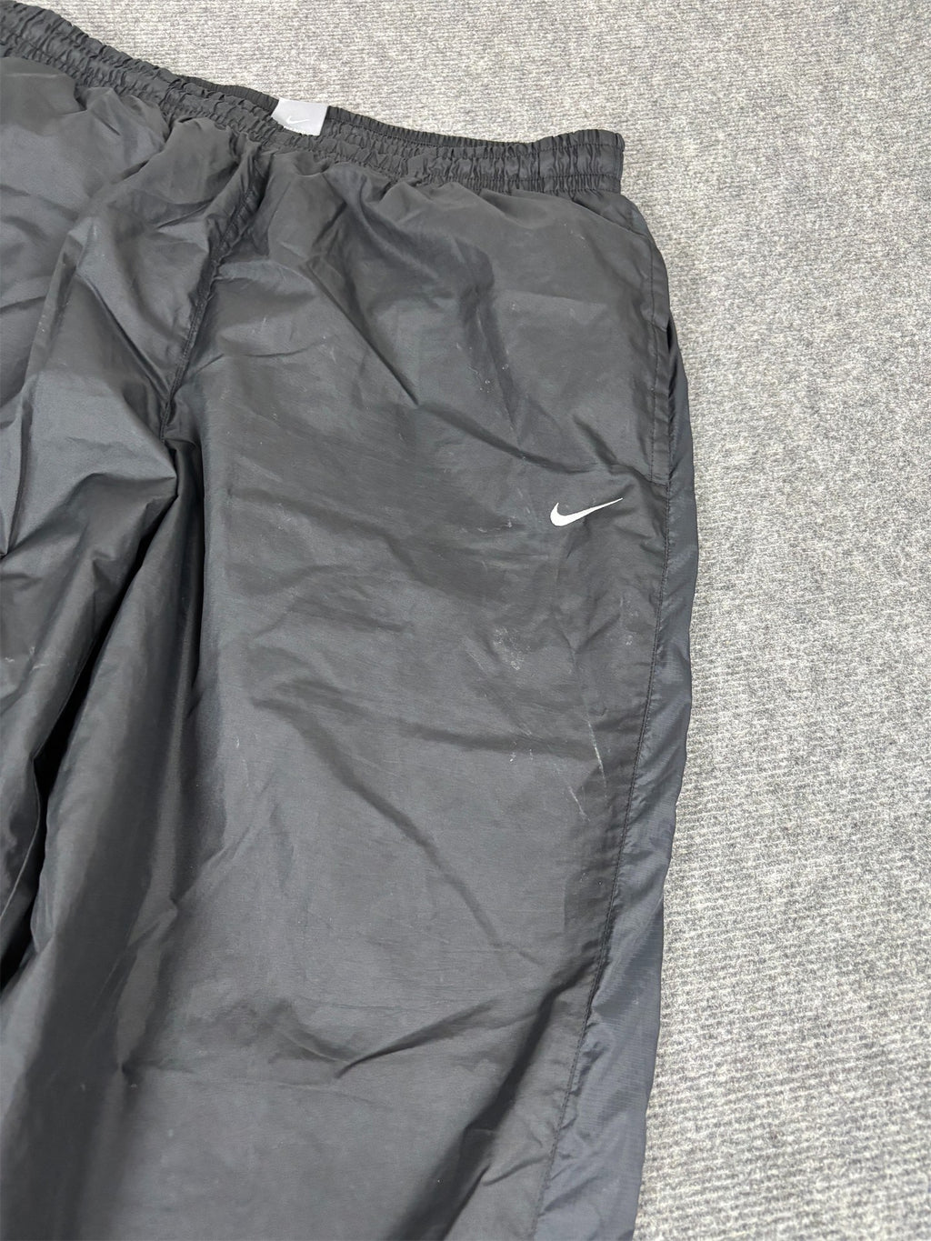 Vintage Y2K Nike Track Suit Set Men's XL Black Grey Swoosh Windbreaker Joggers Wide Leg