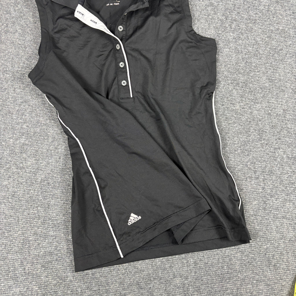 y2k Adidas Climacool Sleeveless Polo Women's SMall Black White Activewear Tank