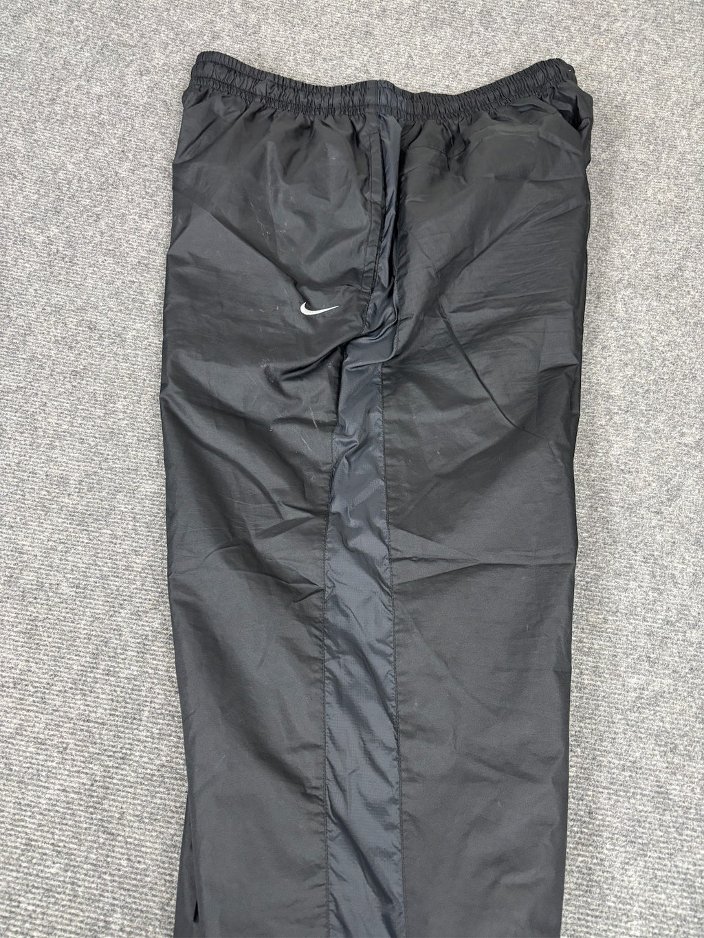 Vintage Y2K Nike Track Suit Set Men's XL Black Grey Swoosh Windbreaker Joggers Wide Leg