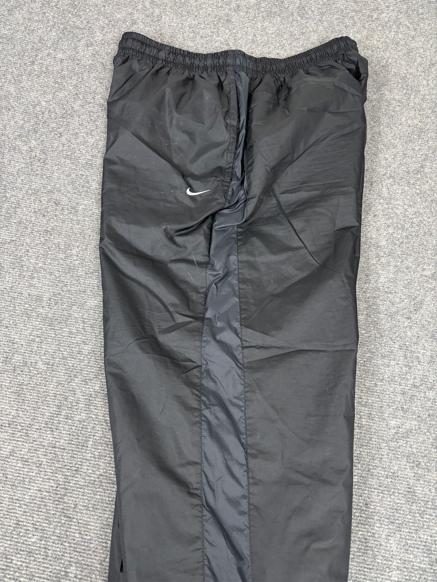 Vintage Y2K Nike Track Suit Set Men's XL Black Grey Swoosh Windbreaker Joggers Wide Leg