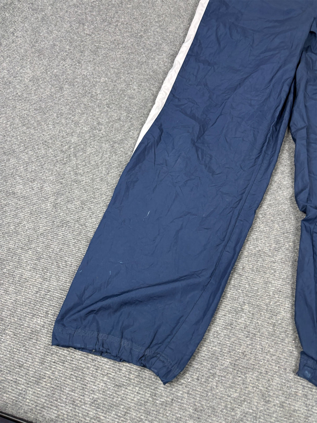 Vintage Y2K Nike Track Pants Women's M Navy White Panels Swoosh Joggers Wide Leg