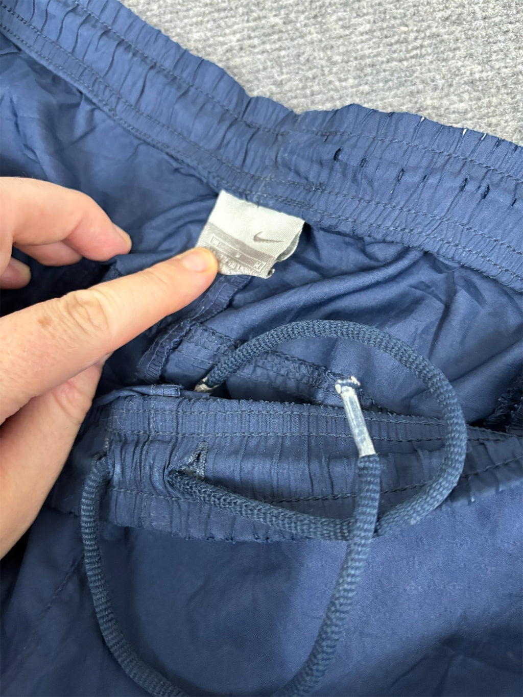 Vintage Y2K Nike Track Pants Women's M Navy White Panels Swoosh Joggers Wide Leg