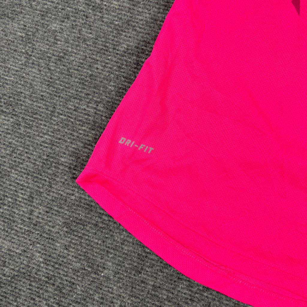 Nike Dri-Fit Activewear Top Women's XS Pink White Marathon T-shirt Japan Stock