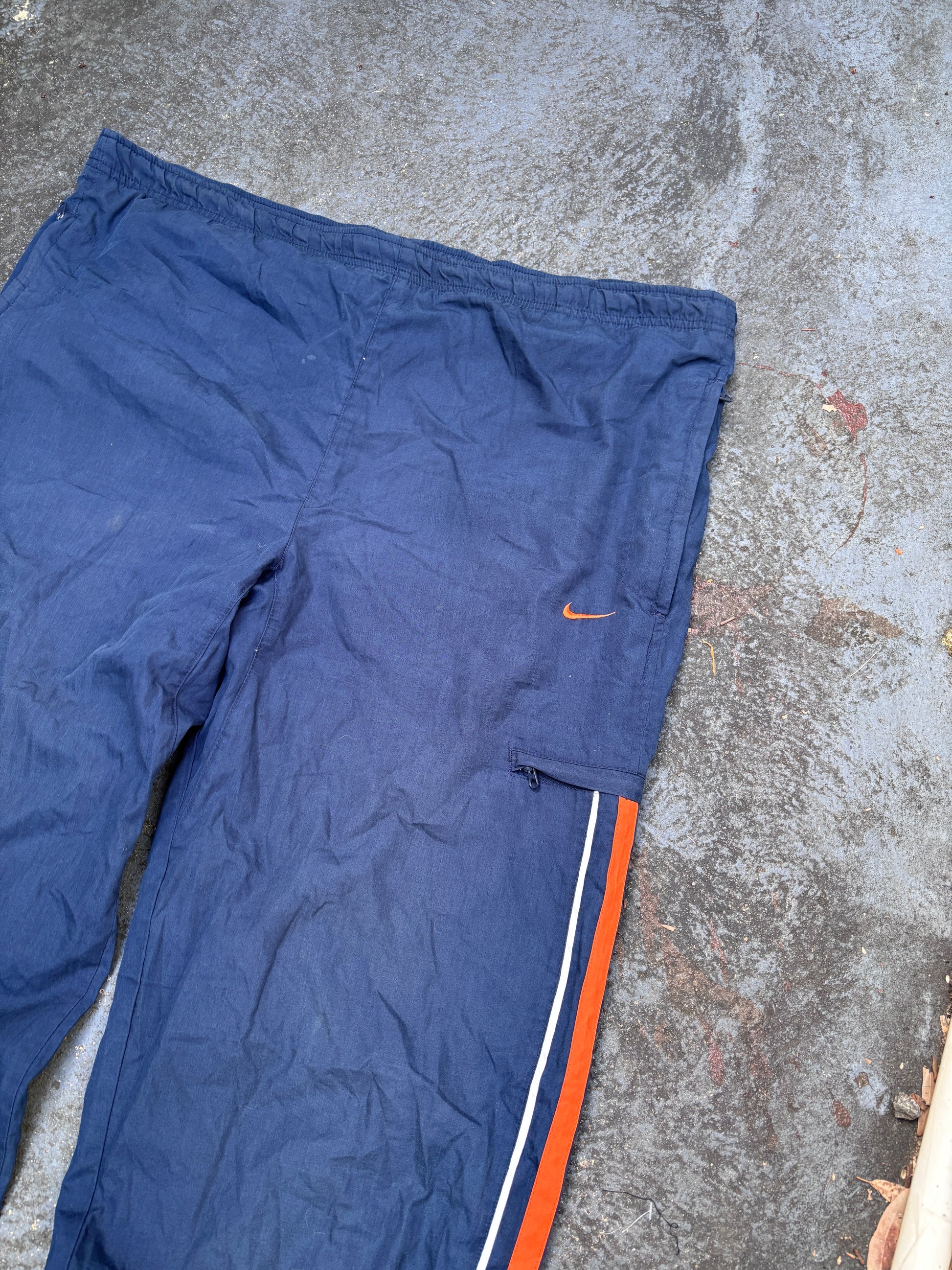 Vintage Y2K Nike Cargo Track Pants Size XL Navy Orange Detail Wide Leg Trousers