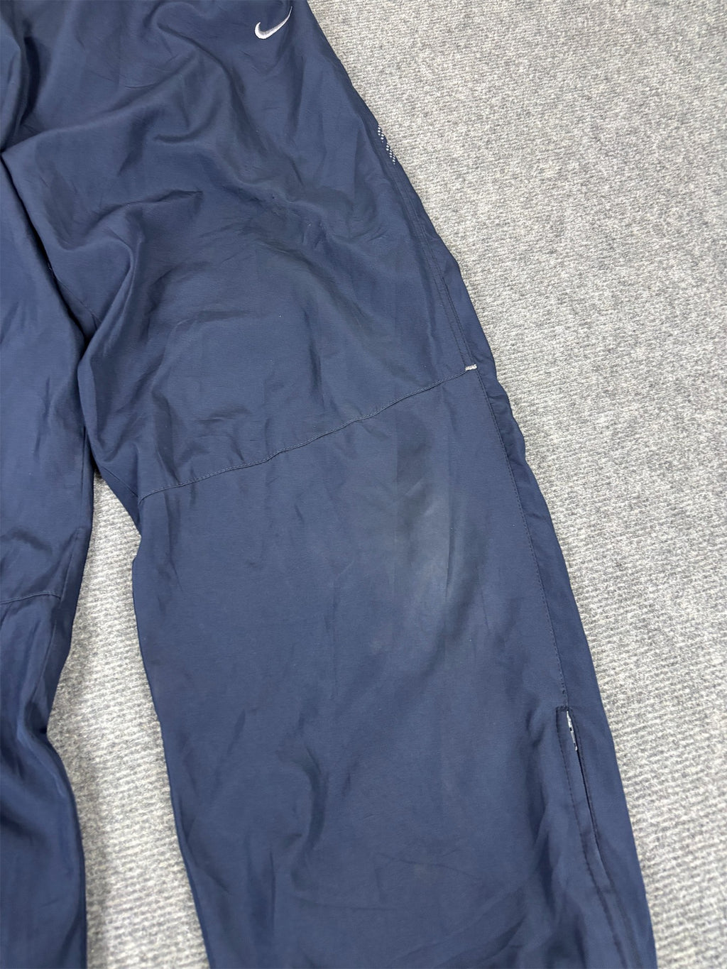 Vintage Y2K Nike Track Pants Men's S Navy Grey Swoosh Joggers Straight Leg