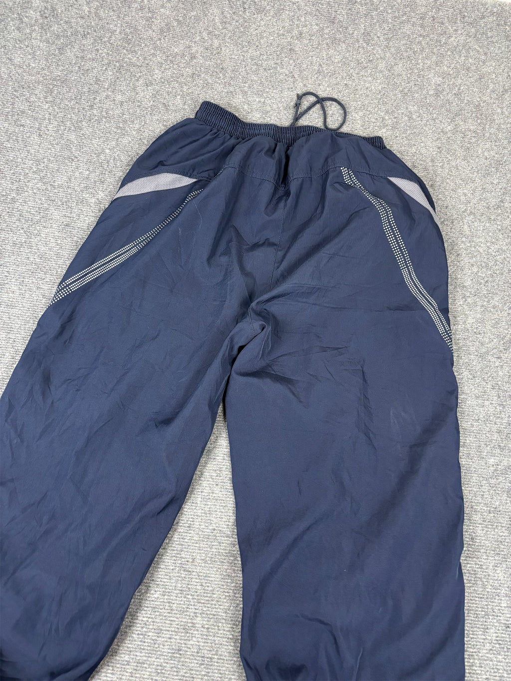 Vintage Y2K Nike Track Pants Men's S Navy Grey Swoosh Joggers Straight Leg