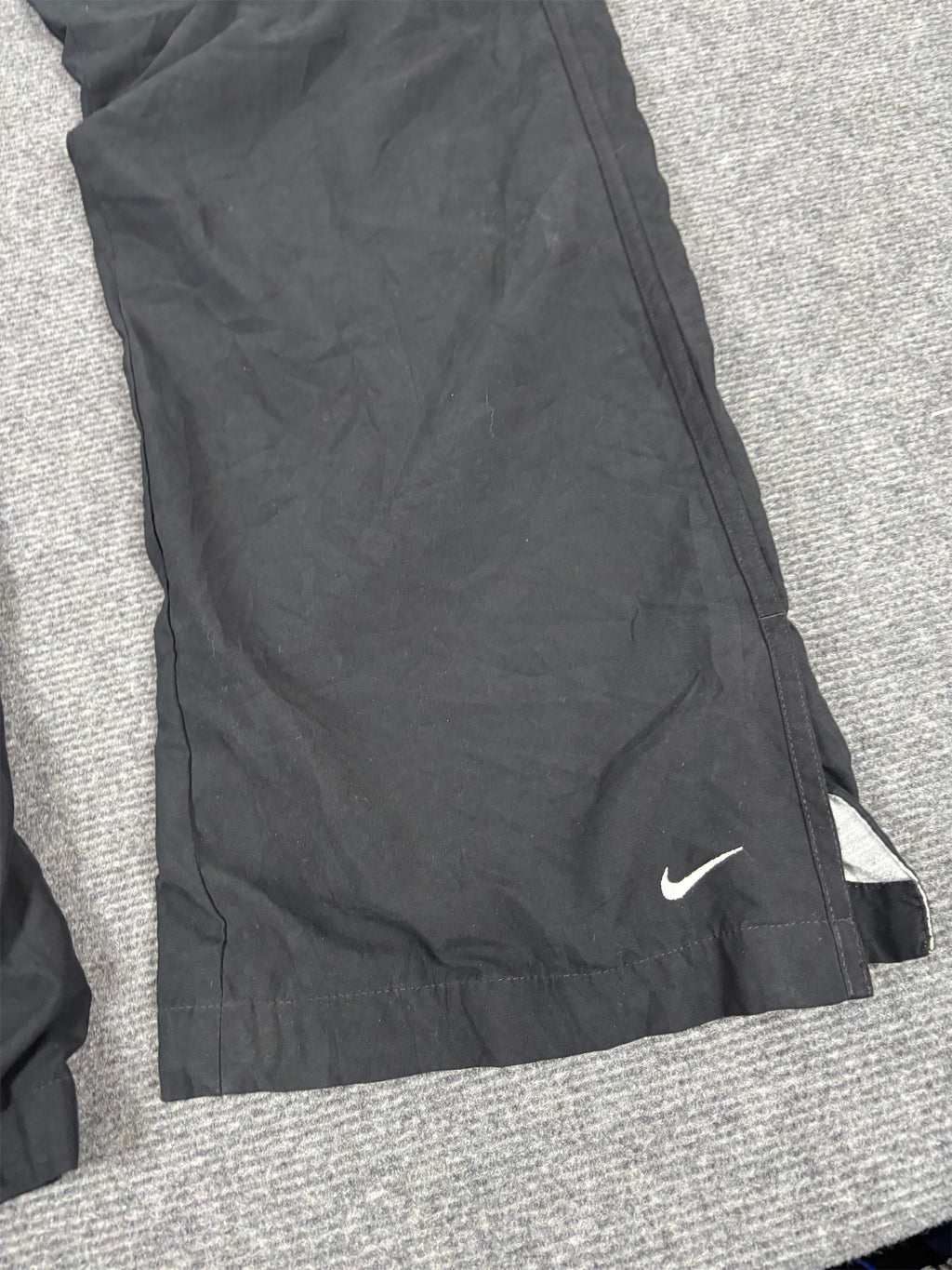 Vintage Y2K Nike Track Pants Women's L Black White Swoosh Classic Joggers Straight Leg