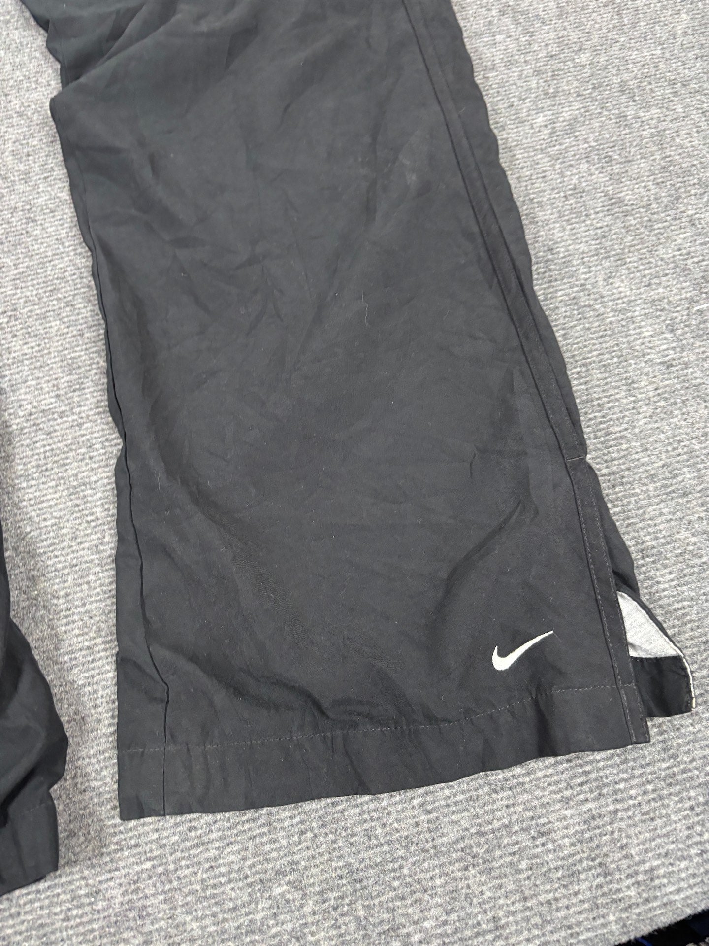 Vintage Y2K Nike Track Pants Women's L Black White Swoosh Classic Joggers Straight Leg