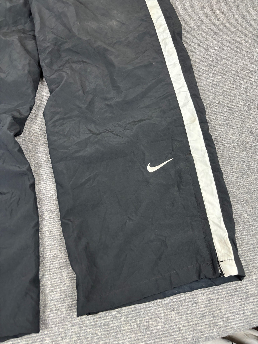 Vintage Y2K Nike Track Pants Men's XL Black White Panels Swoosh Joggers Wide Leg