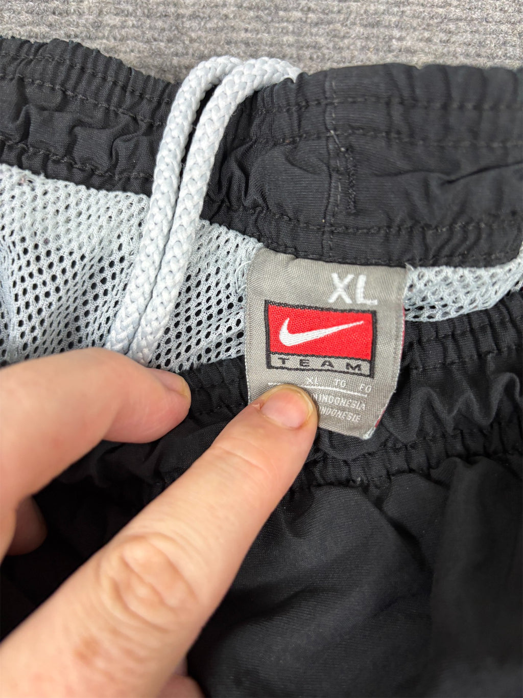 Vintage Y2K Nike Track Pants Men's XL Black White Panels Swoosh Joggers Wide Leg