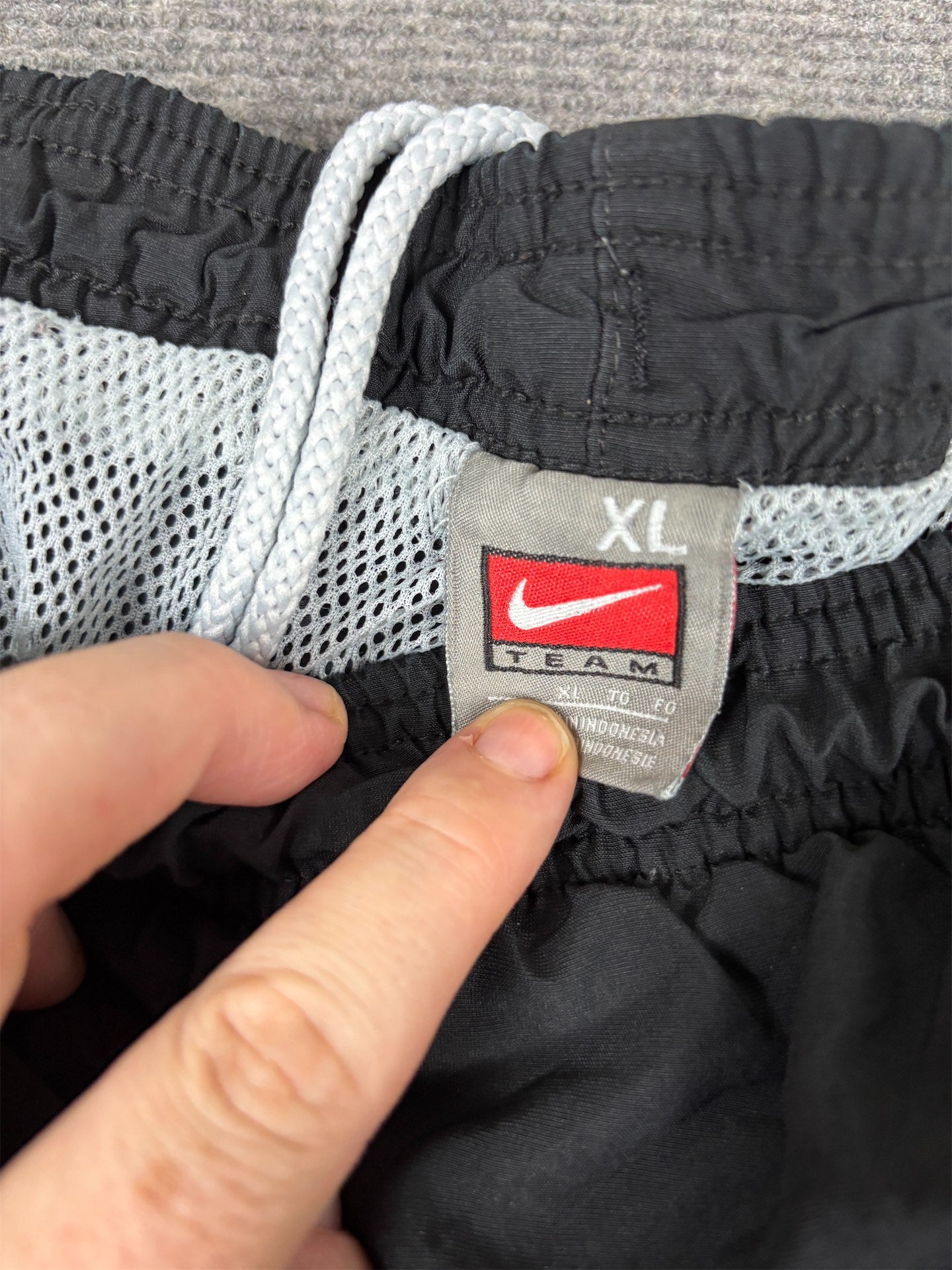 Vintage Y2K Nike Track Pants Men's XL Black White Panels Swoosh Joggers Wide Leg