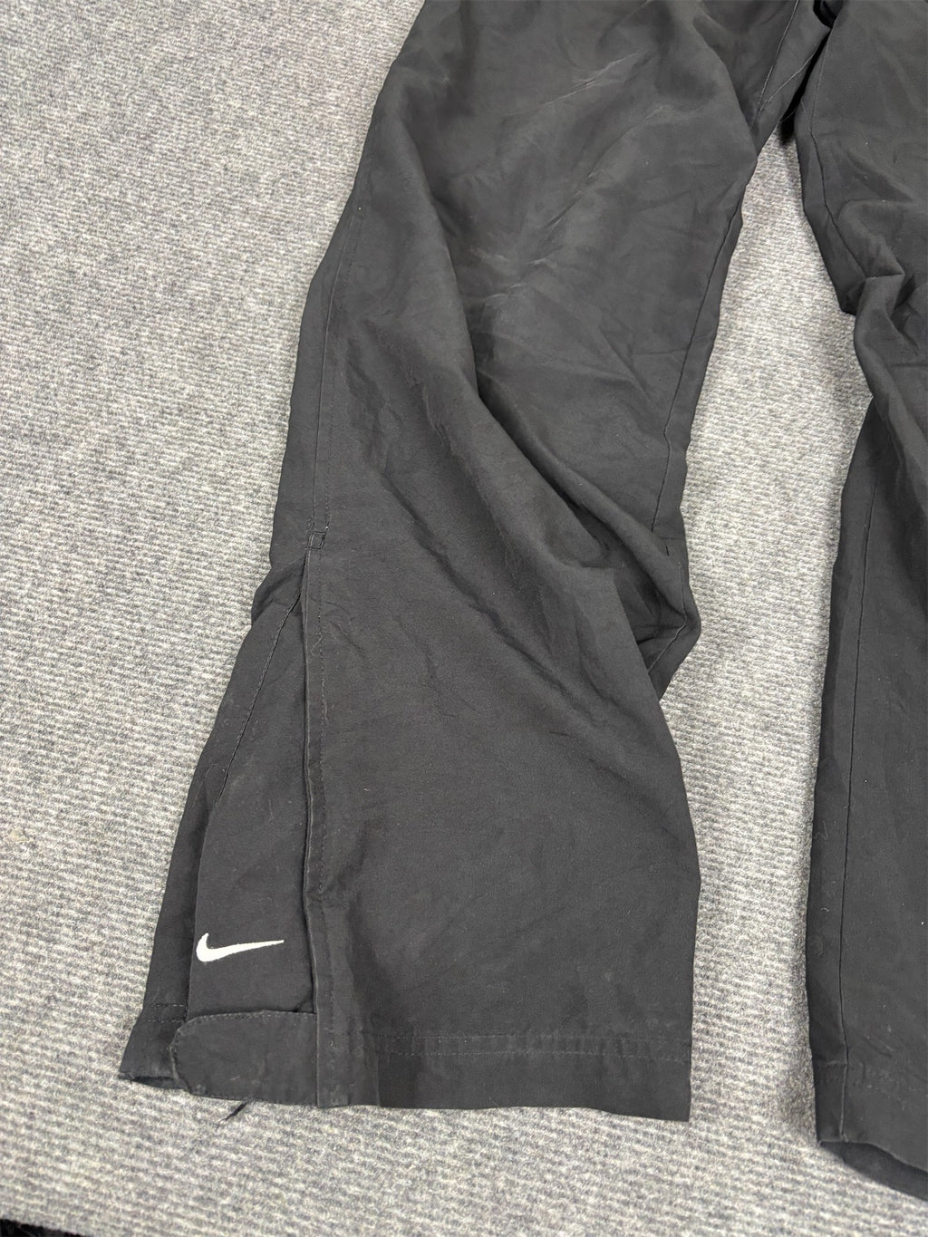 Vintage Y2K Nike Track Pants Men's L Black White Ankle Swoosh Joggers Wide Leg