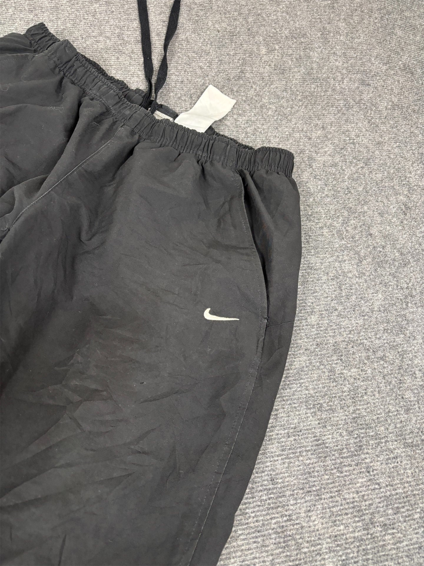 Vintage Y2K Nike Track Pants Men's L Black White Ankle Swoosh Joggers Wide Leg