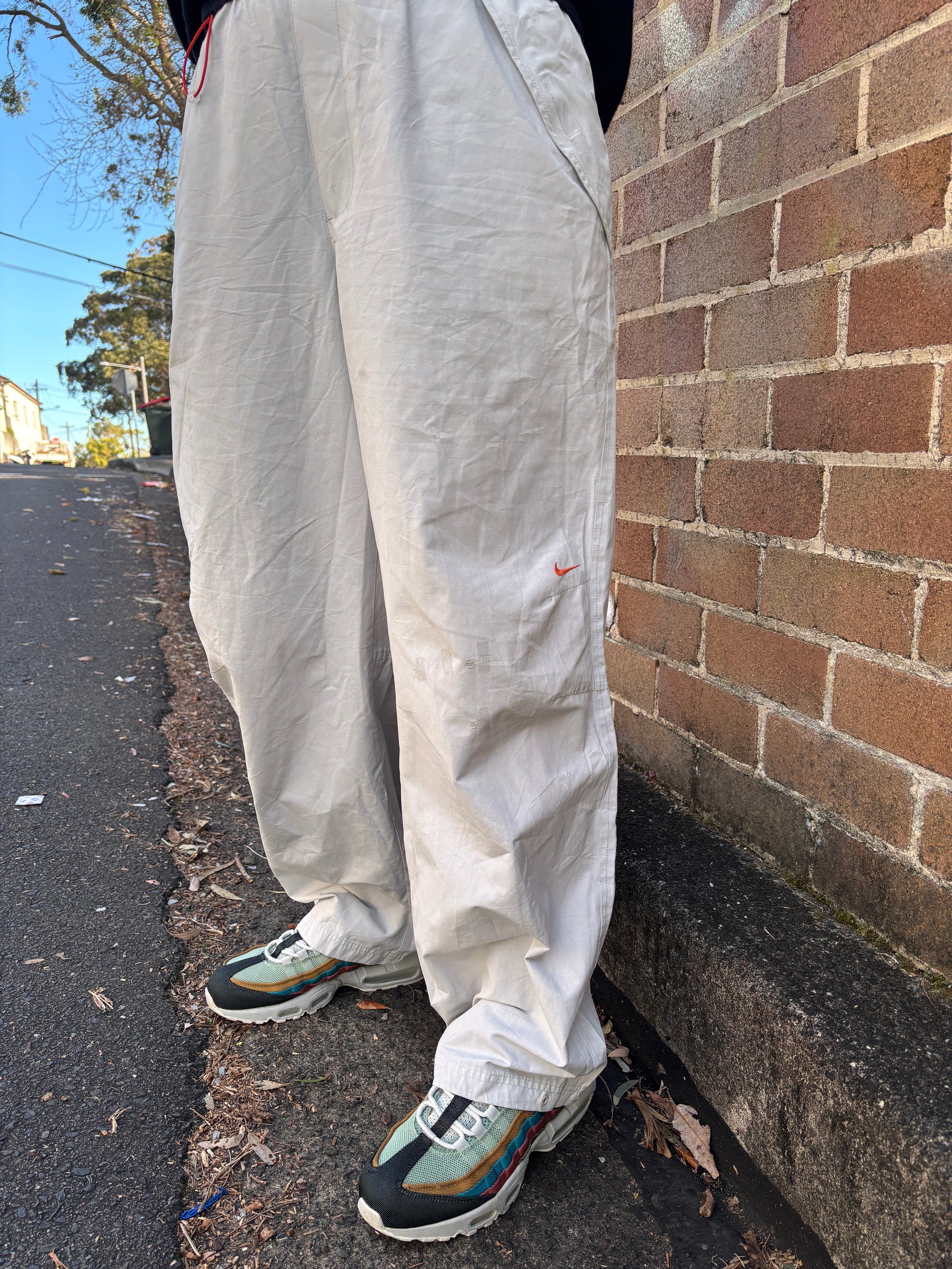 Vintage Y2K Nike Hiking Track Pants Size L Grey Orange Details Wide Leg Gorpcore