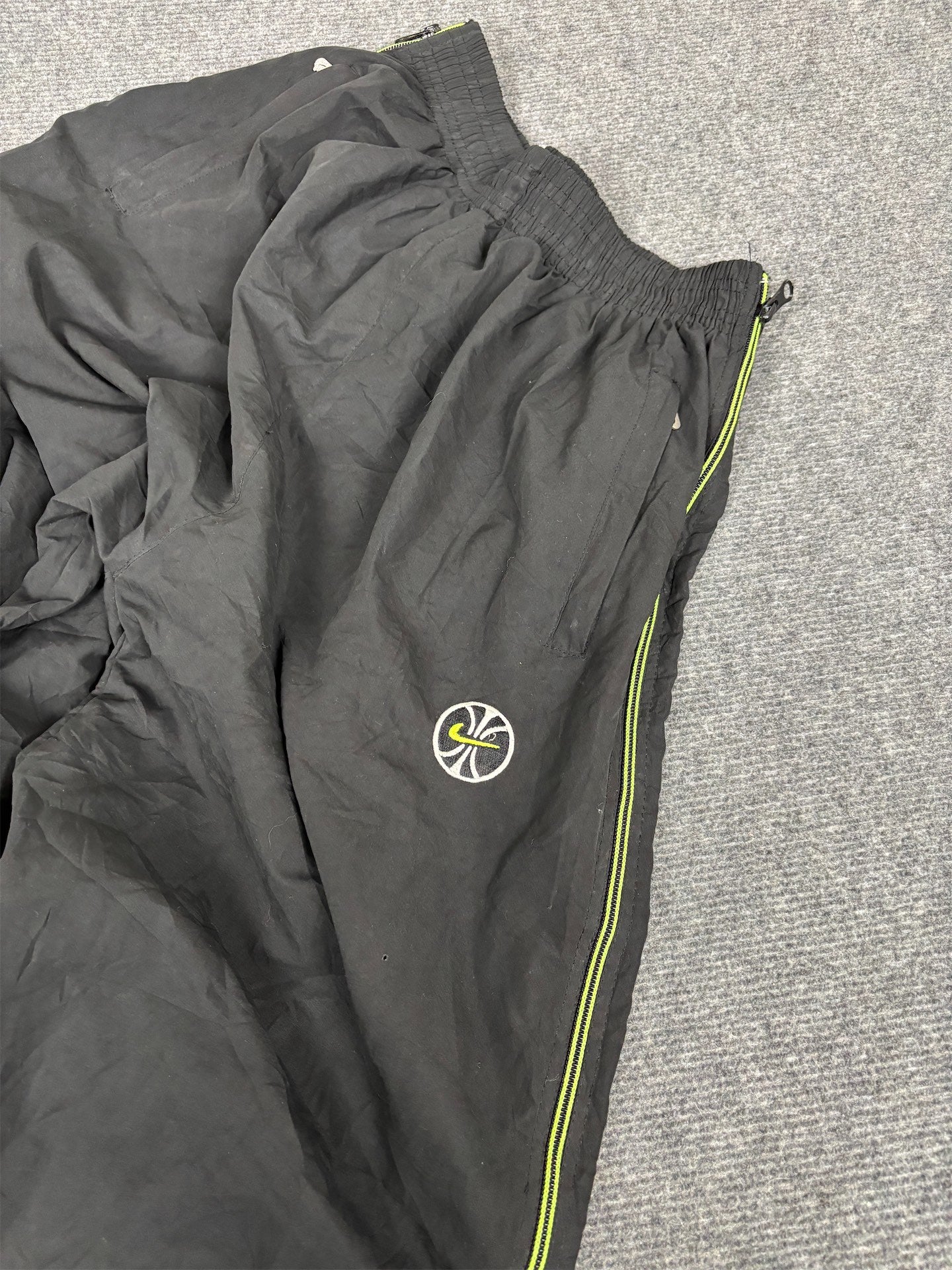 Vintage 90's Nike Track Pants Men's S Black Basketball Full Zip Joggers Wide Leg